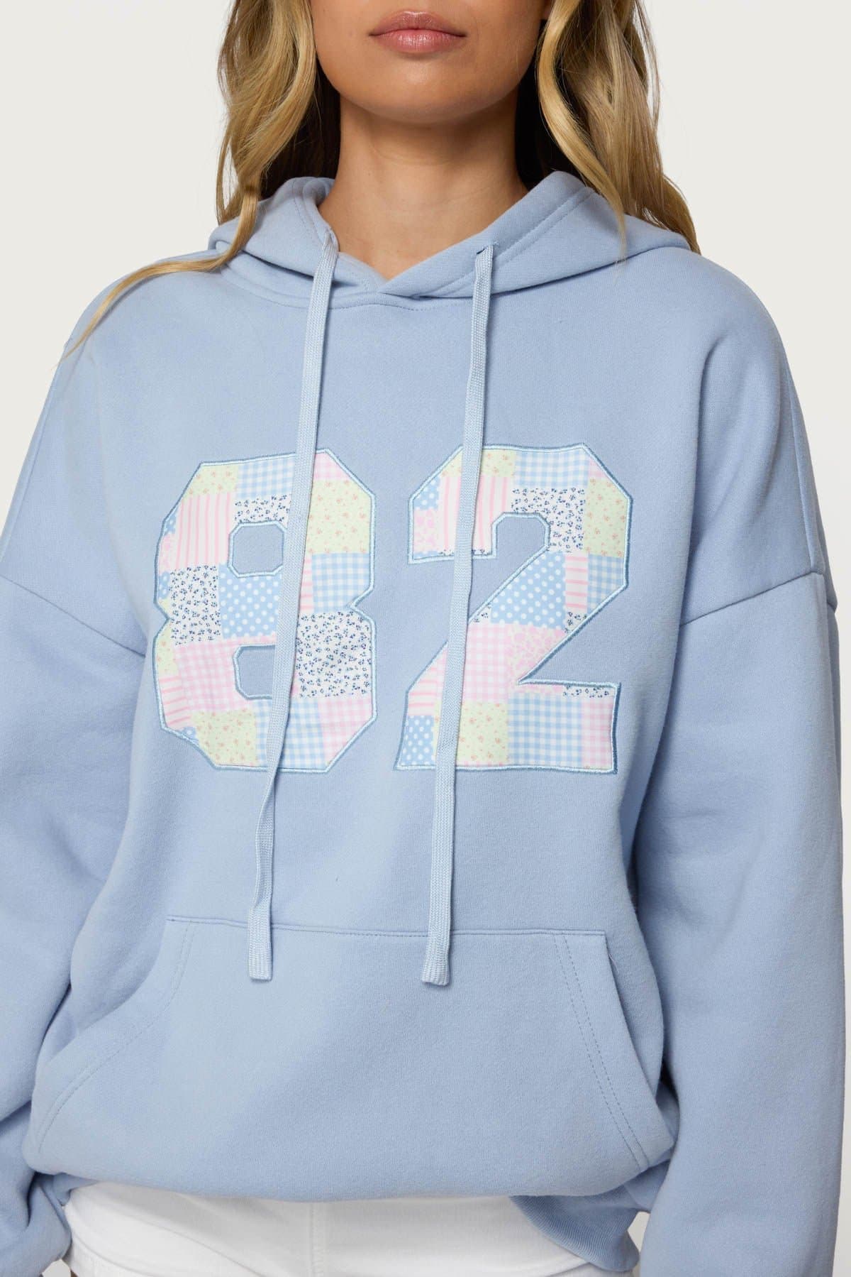 82 Oversized Hoodie with Mixed Print Graphic Patch Polyester Cotton Unisex