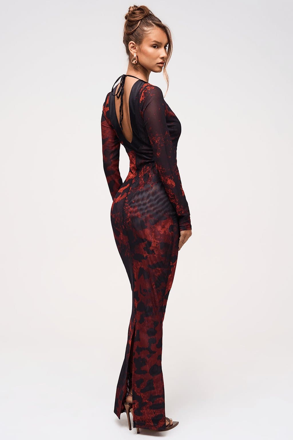 Leaena Deep Scoop Maxi Dress in Hot Leopard Print