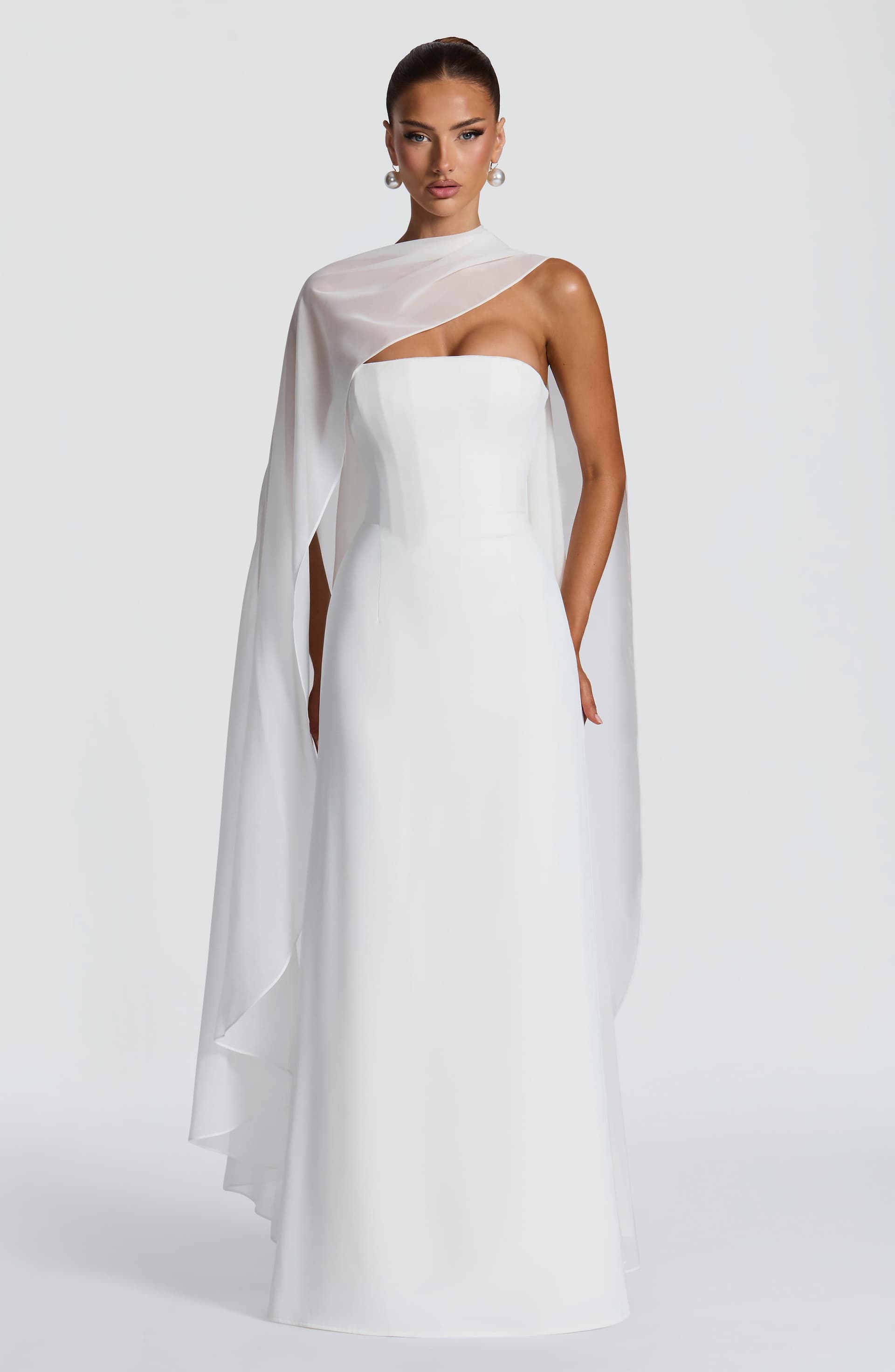 Irmina Maxi Dress in Ivory - Strapless Crepe Bridal Maxi Dress