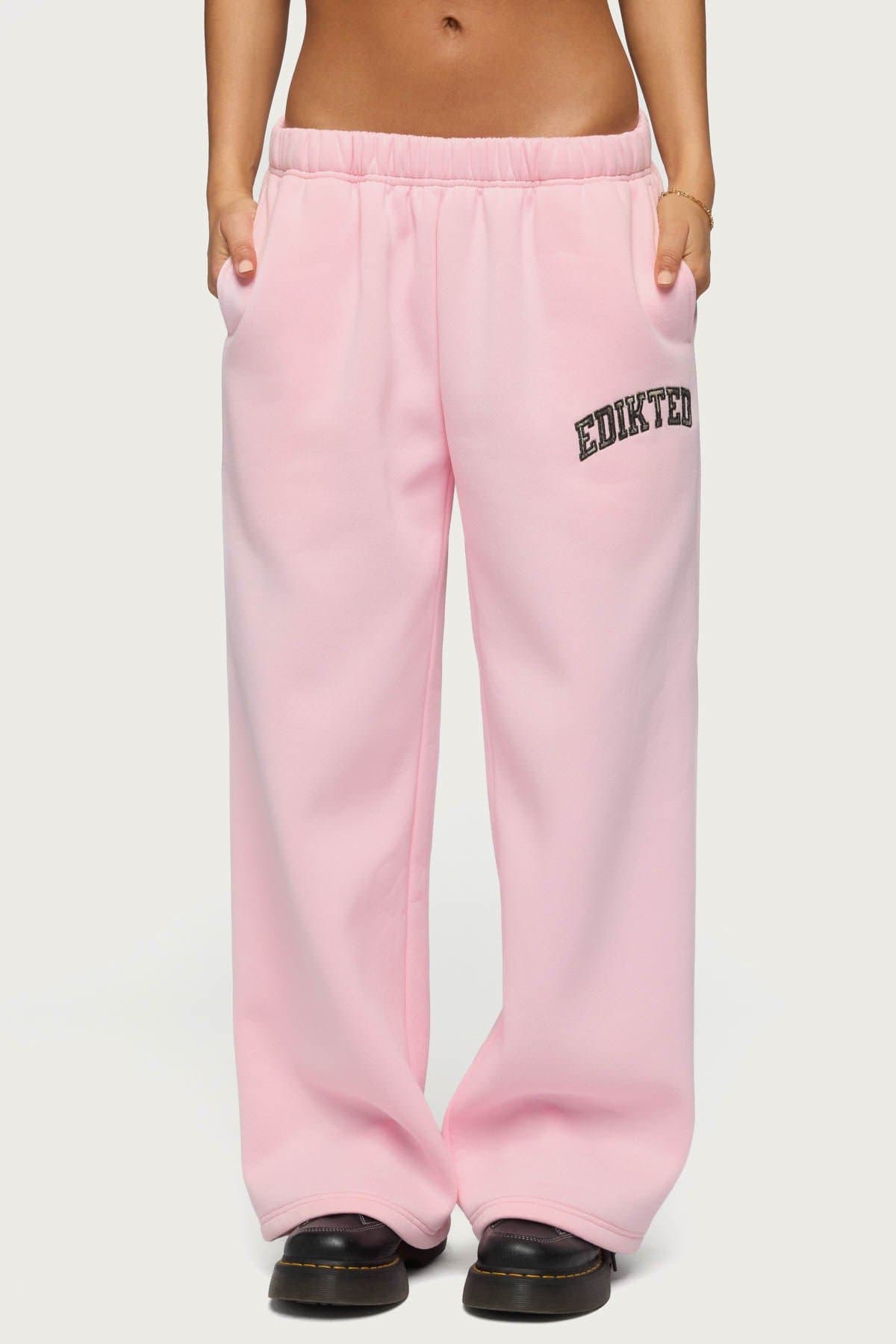 Camo Crush Edikted Sweatpants - Straight Leg Fit, Polyester Cotton, Camo Graphic Patch