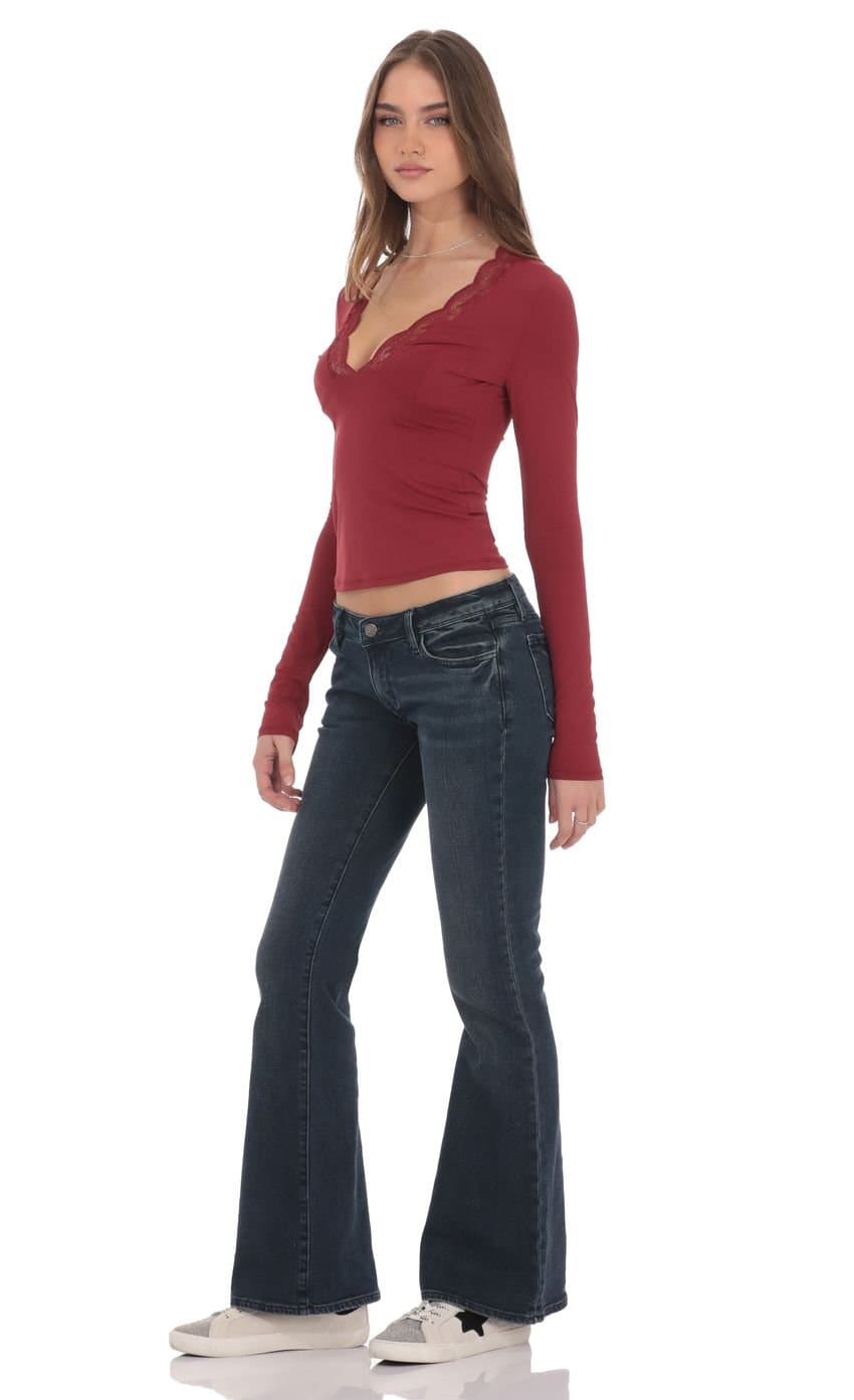 Low Rise Bell Bottom Jeans in Dark Blue