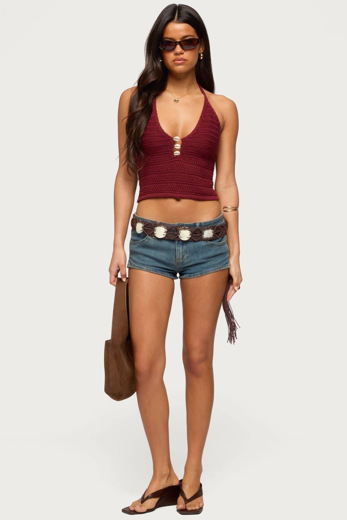 Backless Coastal Charm Crochet Top with Neck & Back Ties