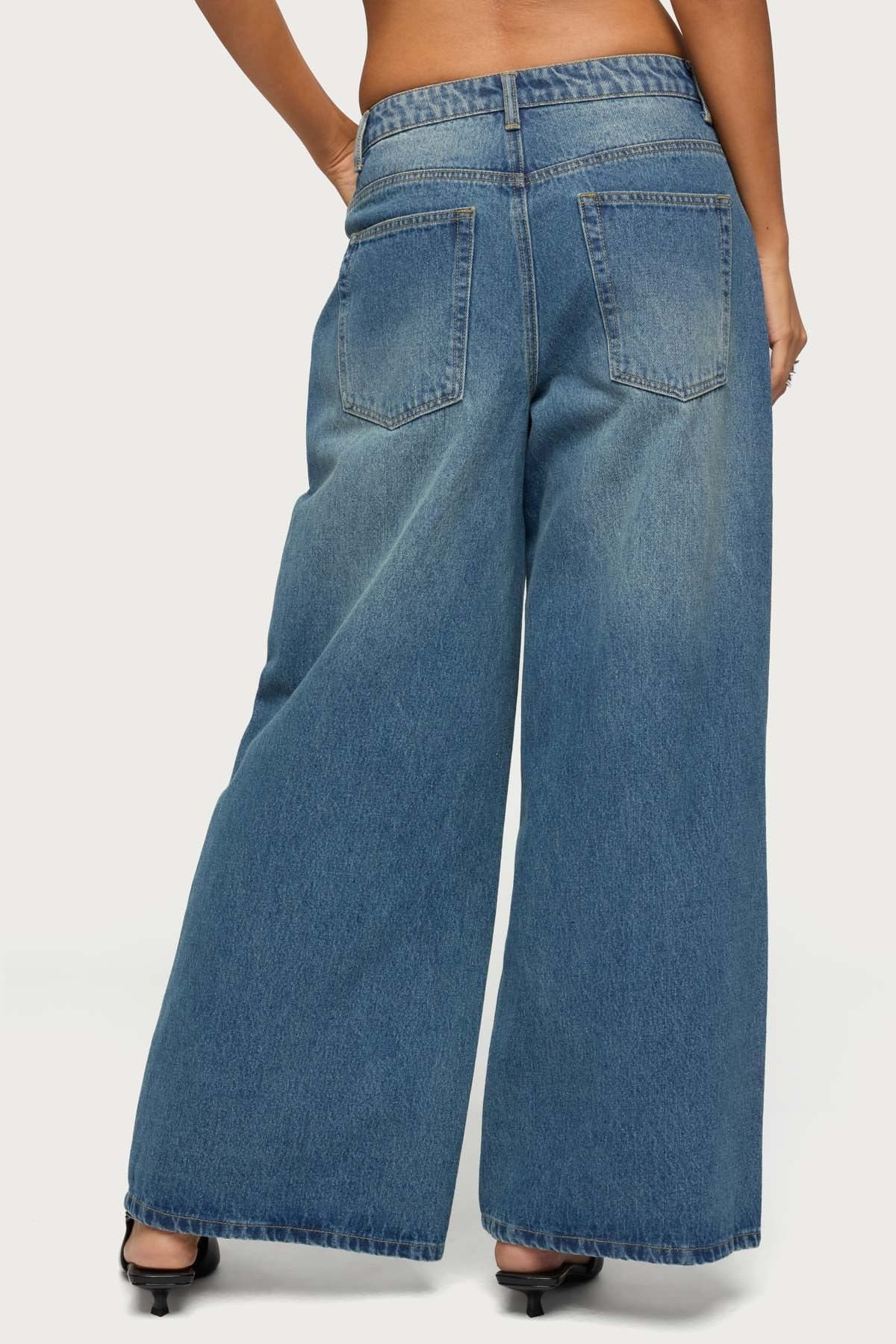 Skater Girl Washed Low Rise Baggy Jeans 100% Cotton Oversized Fit