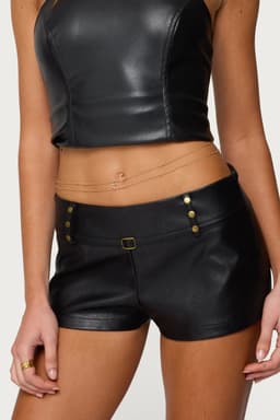 Rhinestone Pendant Layered Belly Chain - Gold Tone Metal 31.5 Inch Length