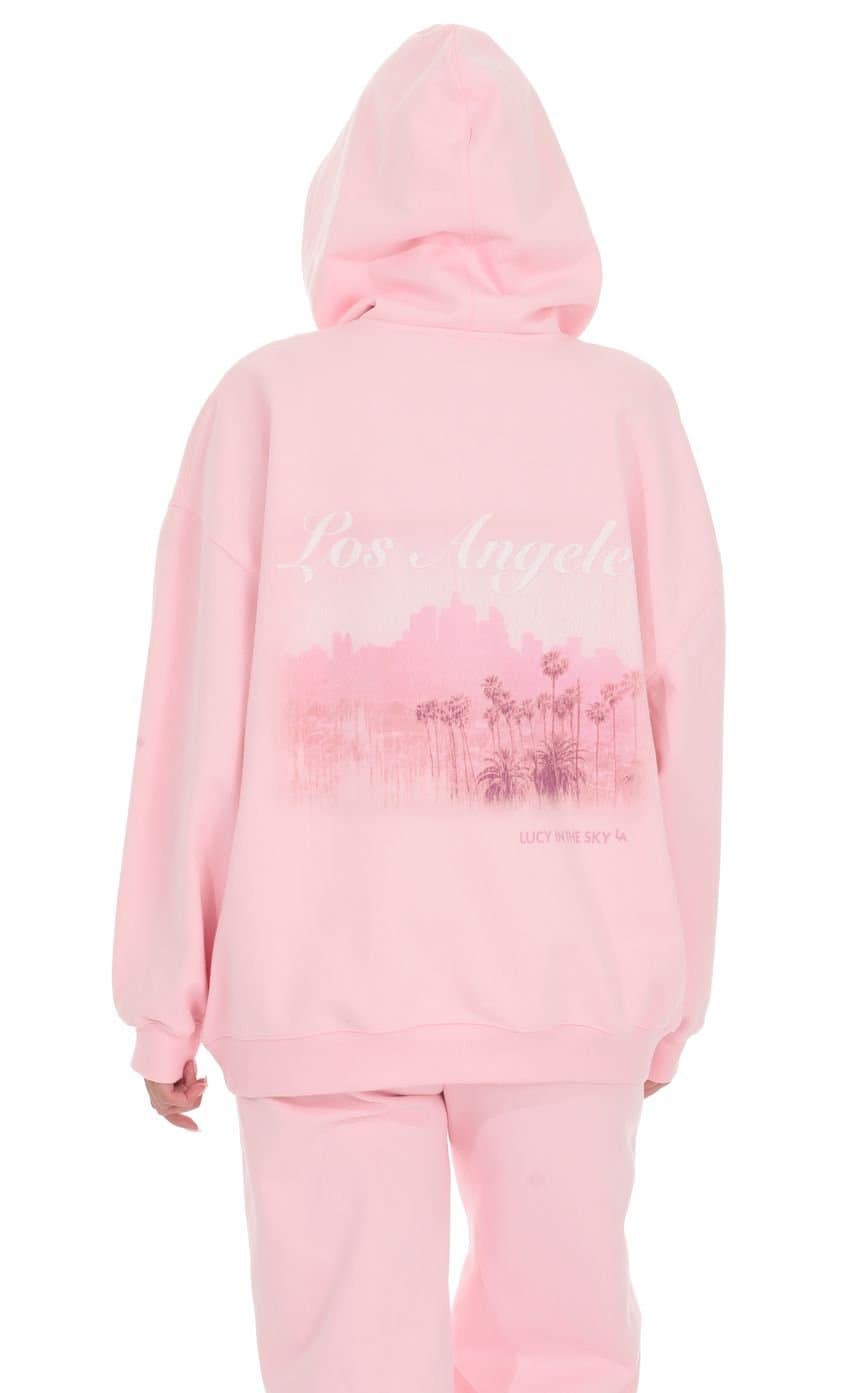Los Angeles Print Hoodie in Pink