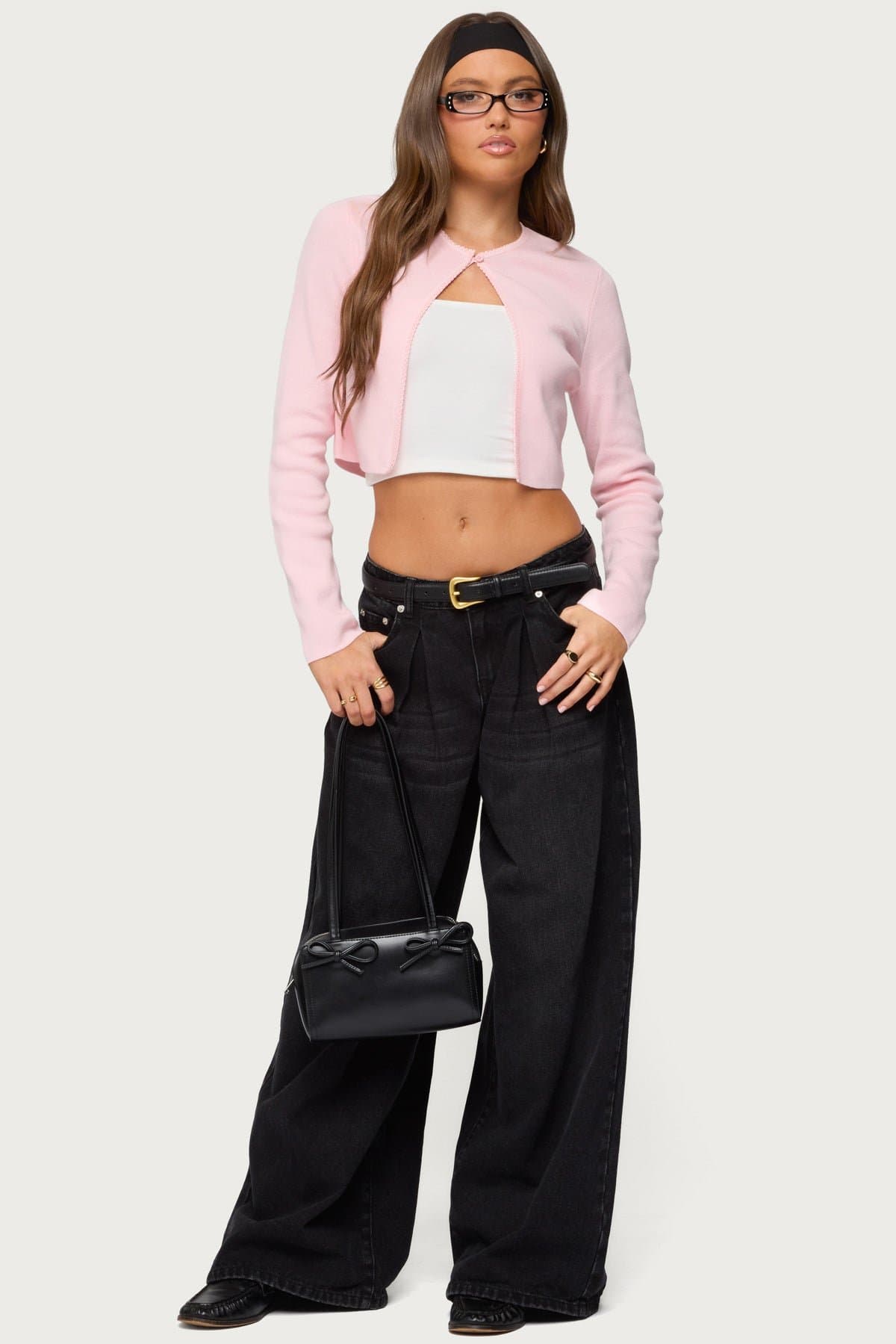 Jayne Split Front Knit Cardigan - 100% Cotton Frill Trim Button Closure