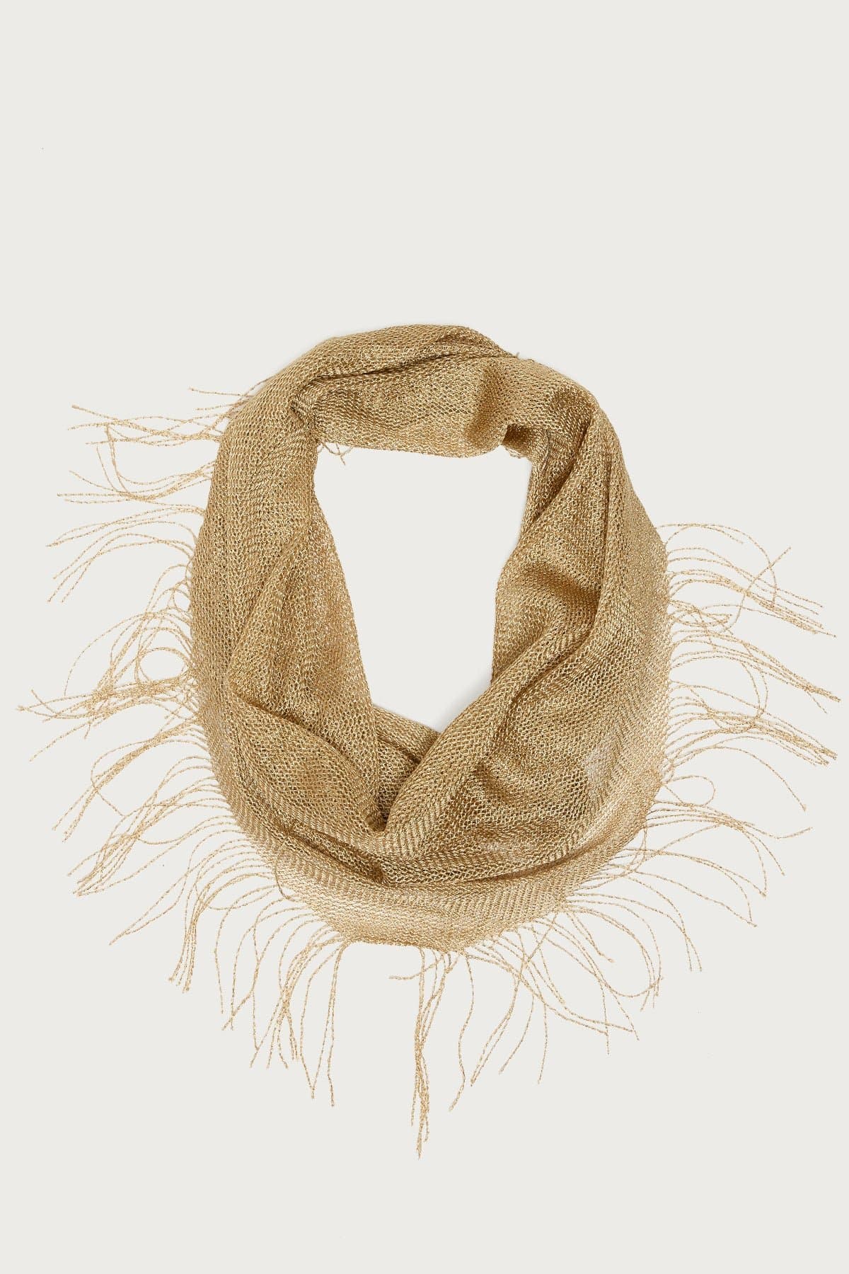 Fringed Waist Scarf with Metallic Detailing - Polyester, 74.8" Length, Multi-Way Wear
