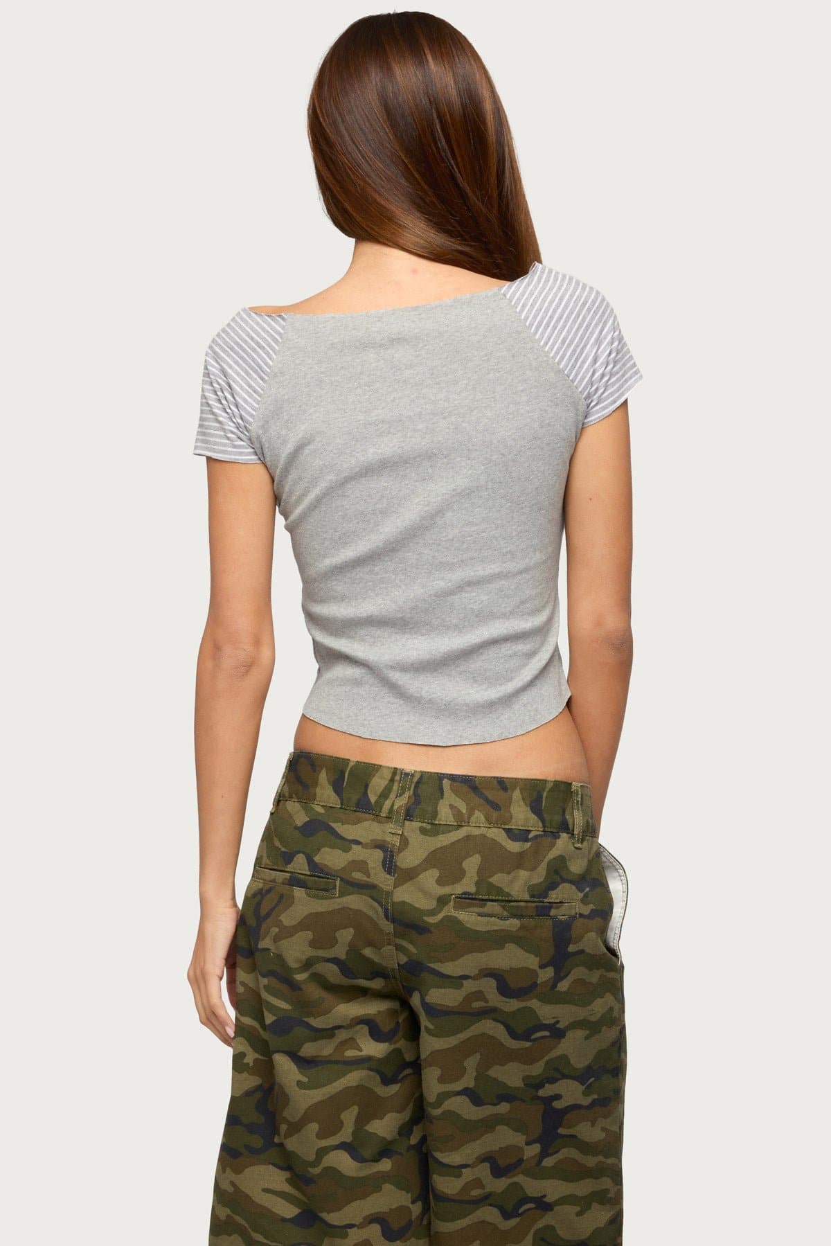 Marina Raglan Striped T-Shirt - Cotton Spandex Boat Neckline