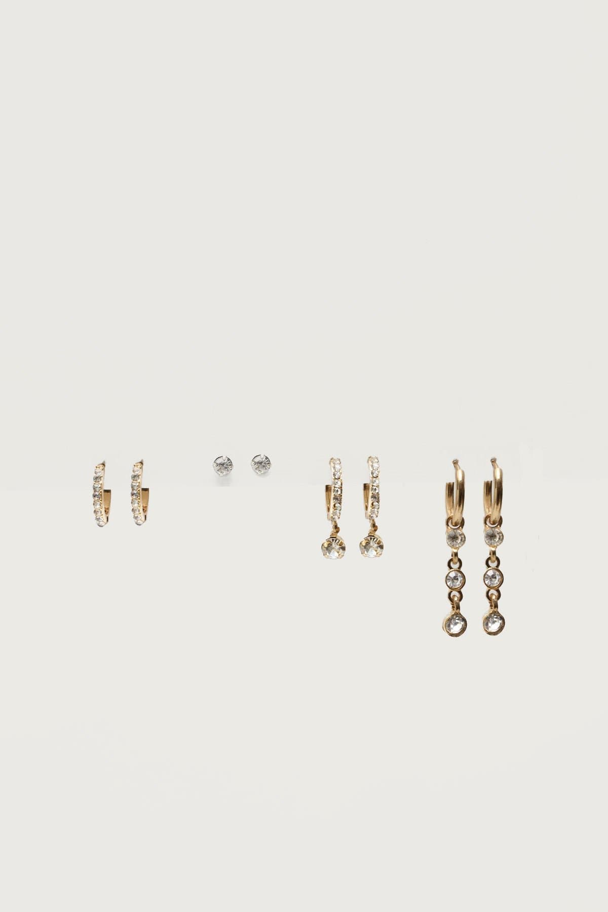 Stud & Hoop Earrings Pack of 4 Gold Tone Metal 0.6-1.6 Inch