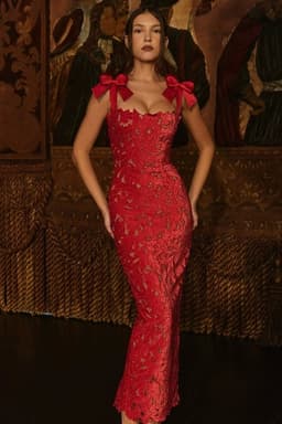 Sexy Hollow Out Slim Bow Lace Up Sleeveless Floral Maxi Dress