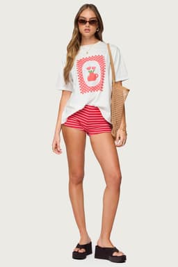 Hali Striped Knit Shorts - Low Rise Rayon Nylon Polyester Women's Bottoms
