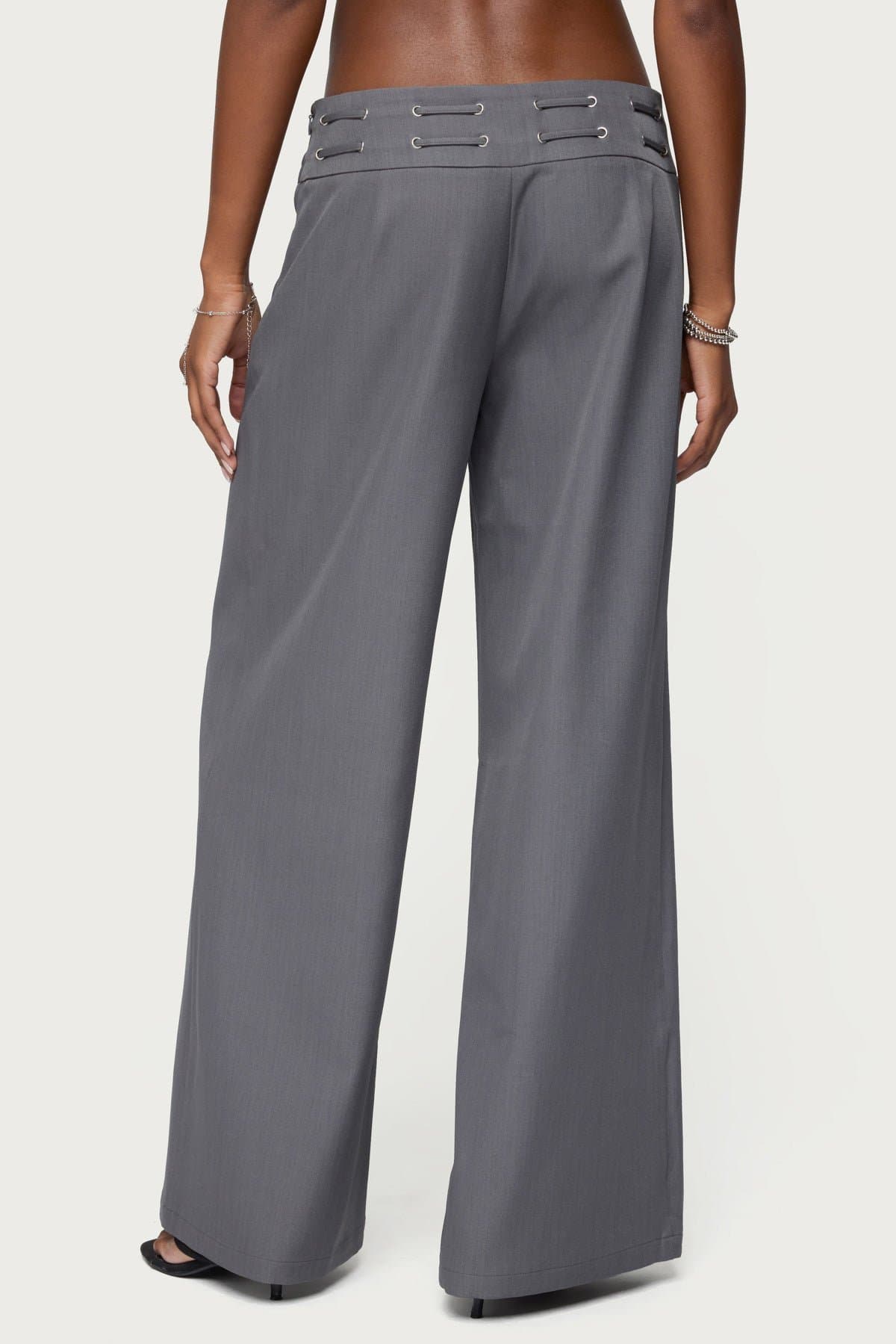 Willard Baggy Lace Up Belt Pants - Polyester Spandex, Size S Inseam 31.5"