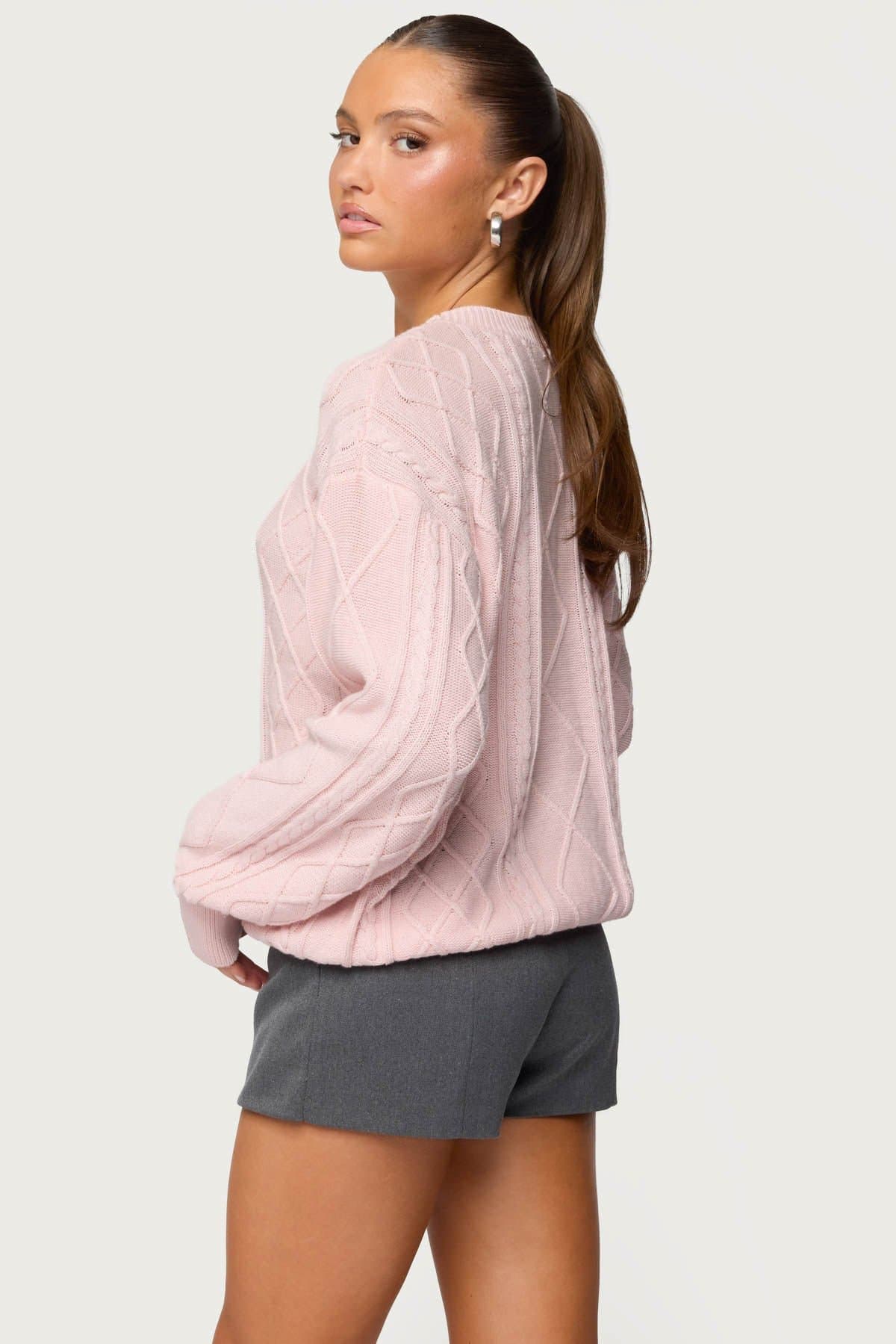 Jessy Cable Knit Oversized Sweater 100% Cotton