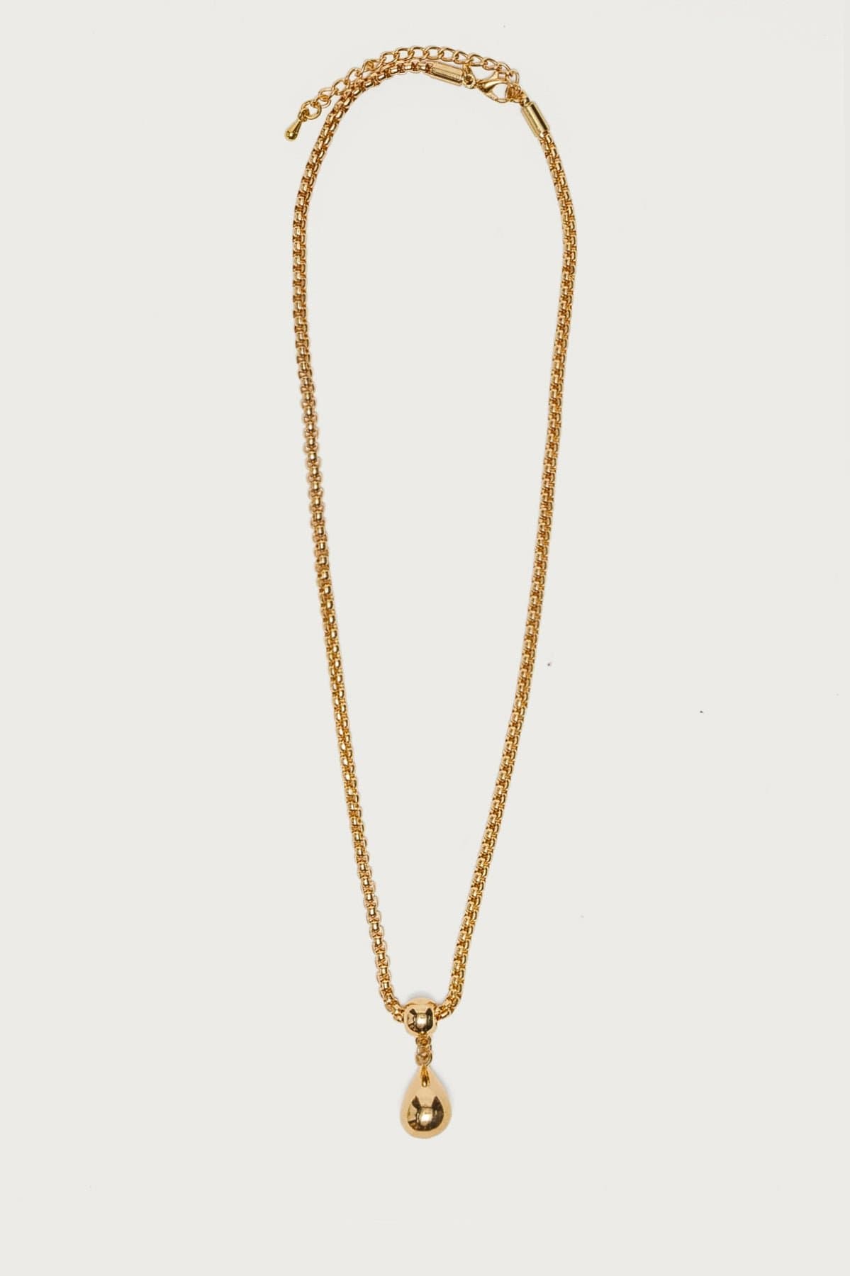 Teardrop Chain Necklace Gold Tone Metal 17 Inch Length