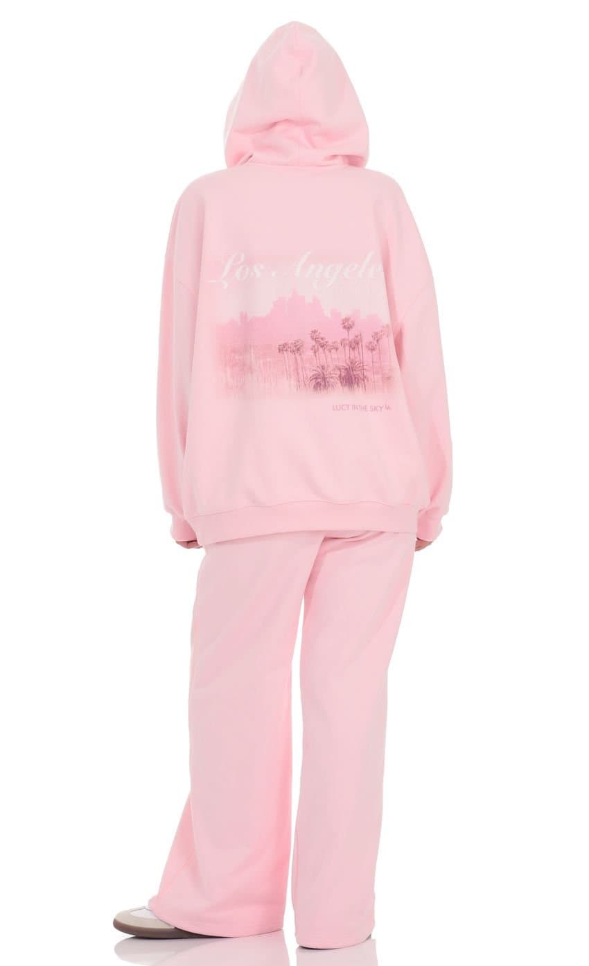 Los Angeles Print Hoodie in Pink