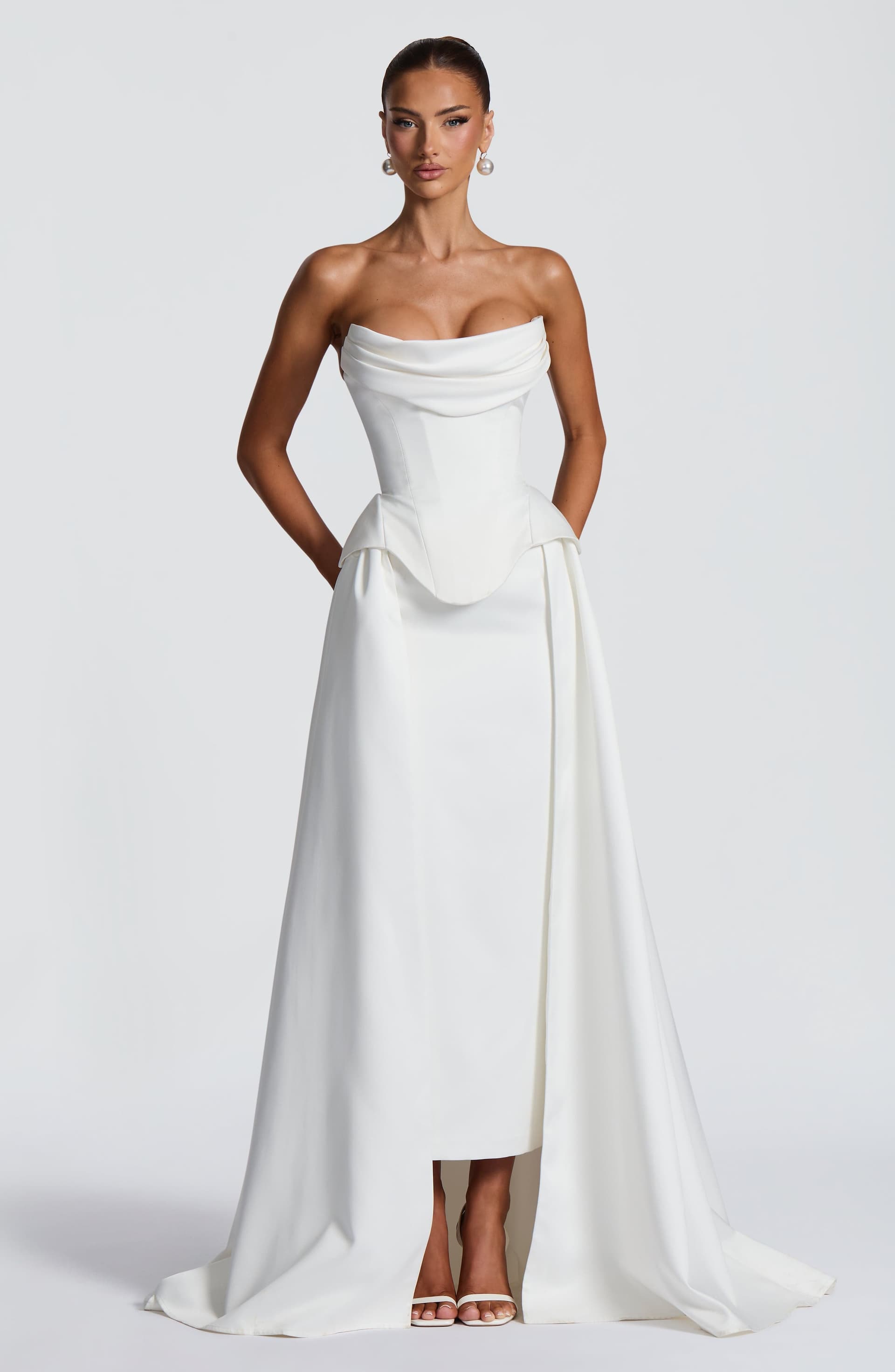 Neri Skirt Train in Ivory Duchess Satin - Detachable Bridal Train