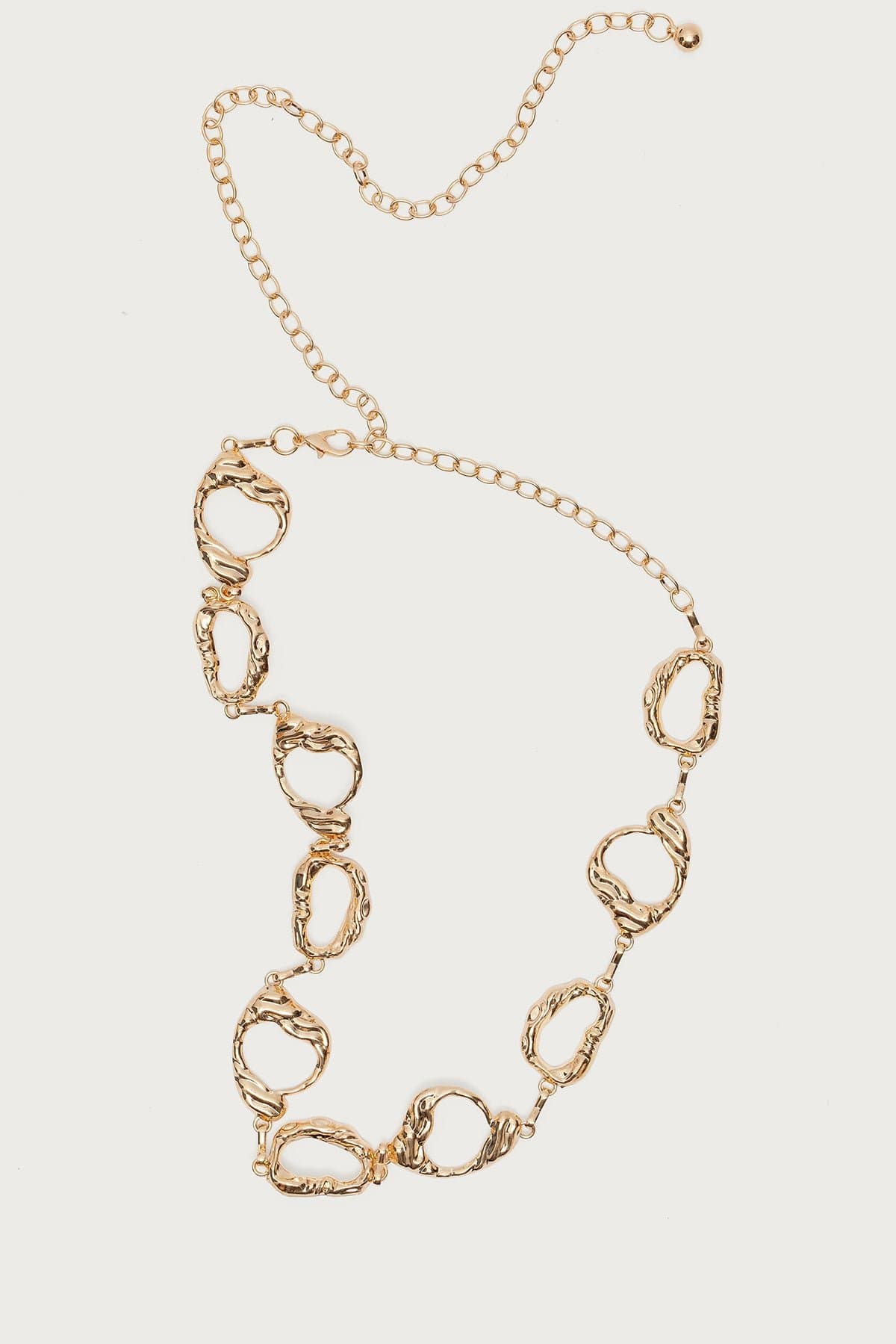 Abstract Chain Belt Gold Tone Metal Length 43.3 Inches