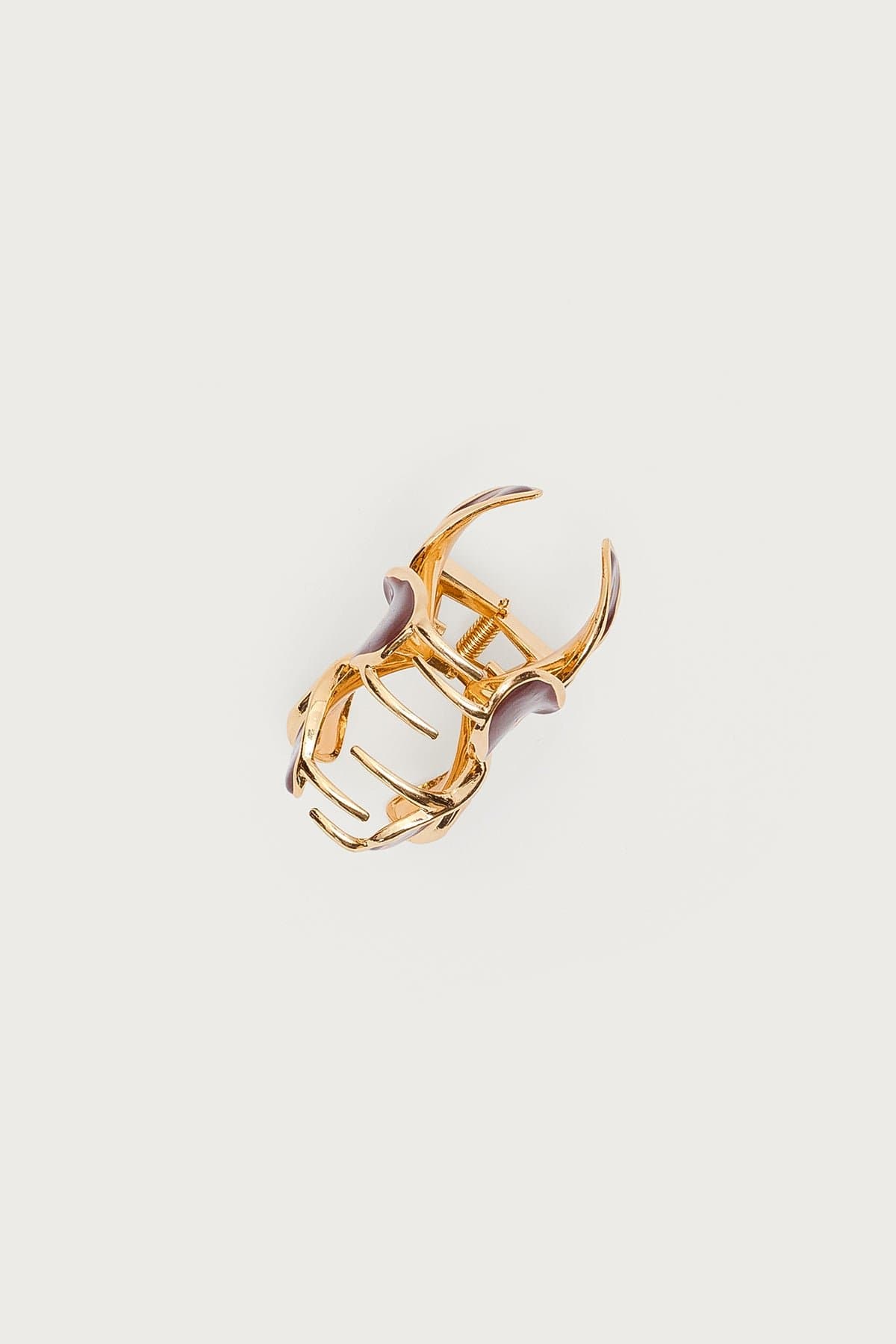 Tropical Flower Hair Clip Gold Tone Metal Resin 2.8 Inch