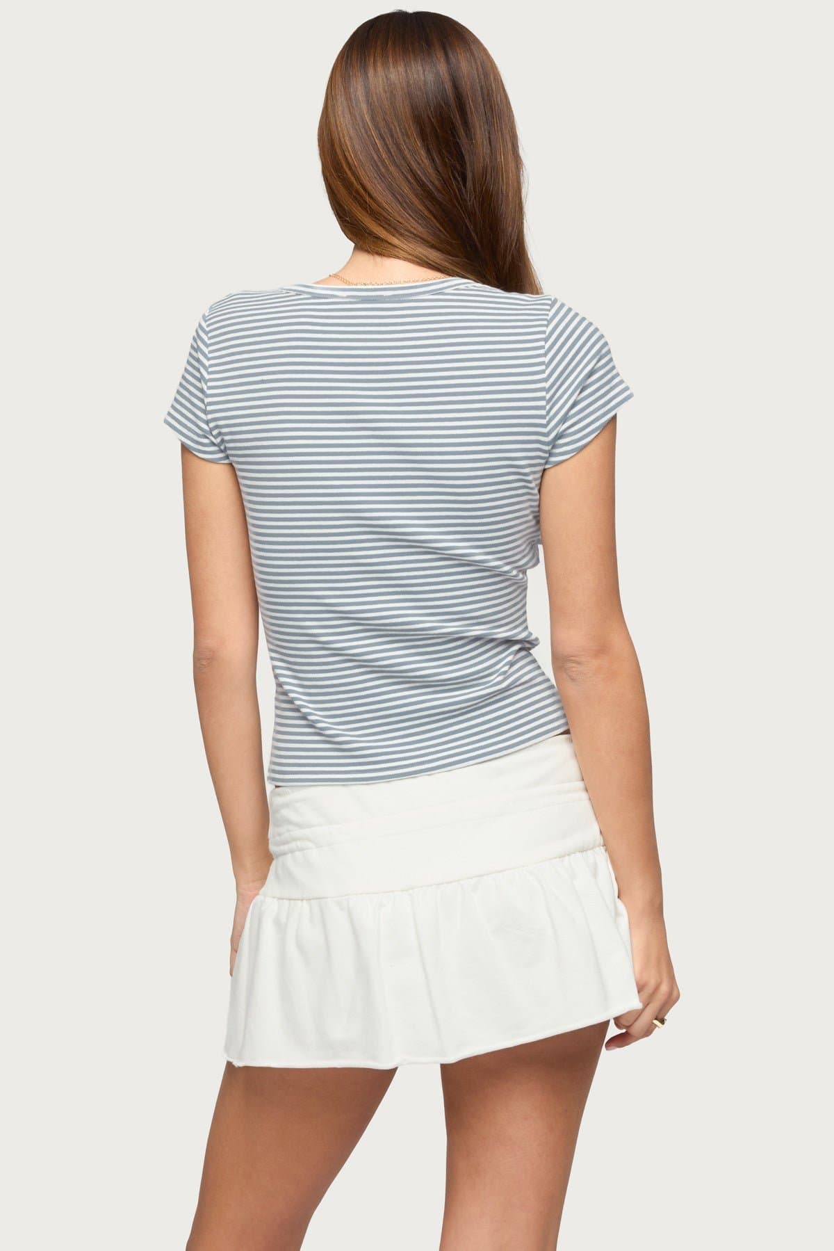 Kady Striped Henley T-Shirt - Cotton Spandex Unisex