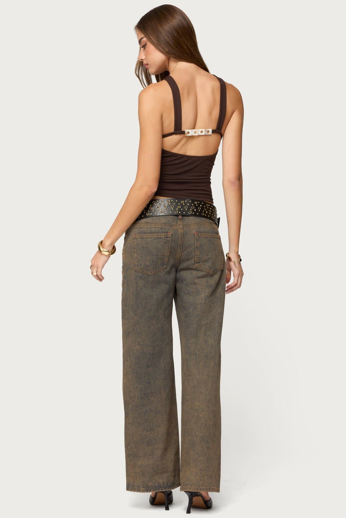 Dariah Twisted Crisscross Cutout Top - Polyester Spandex Women's Blouse