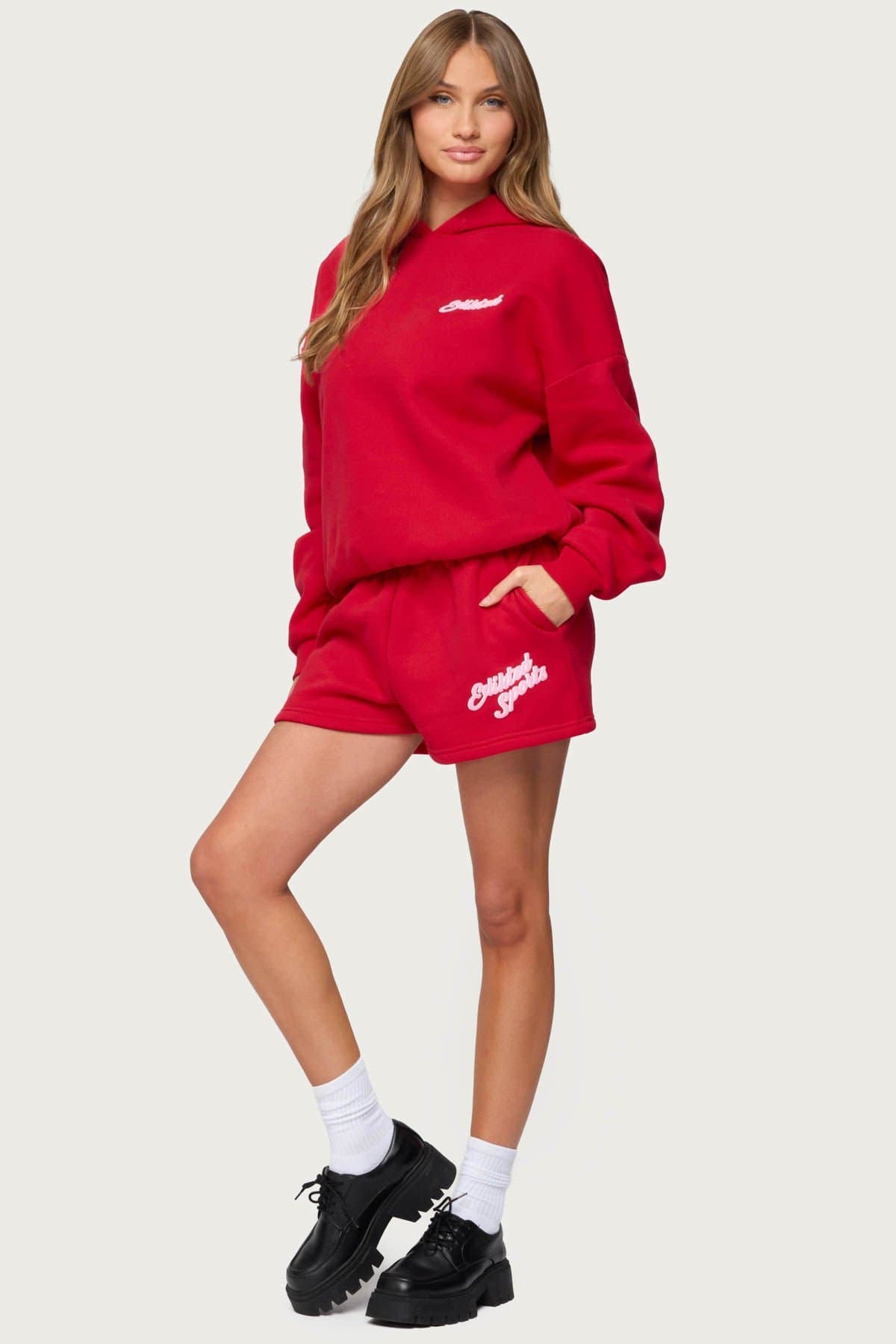 Edikted So Sporty Sweat Shorts - Polyester Cotton Elastic Waistband Matching Set