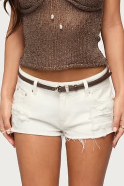 Abstract Buckle Faux Leather Belt - Slim Polyurethane Rayon 41.7 Inch Length