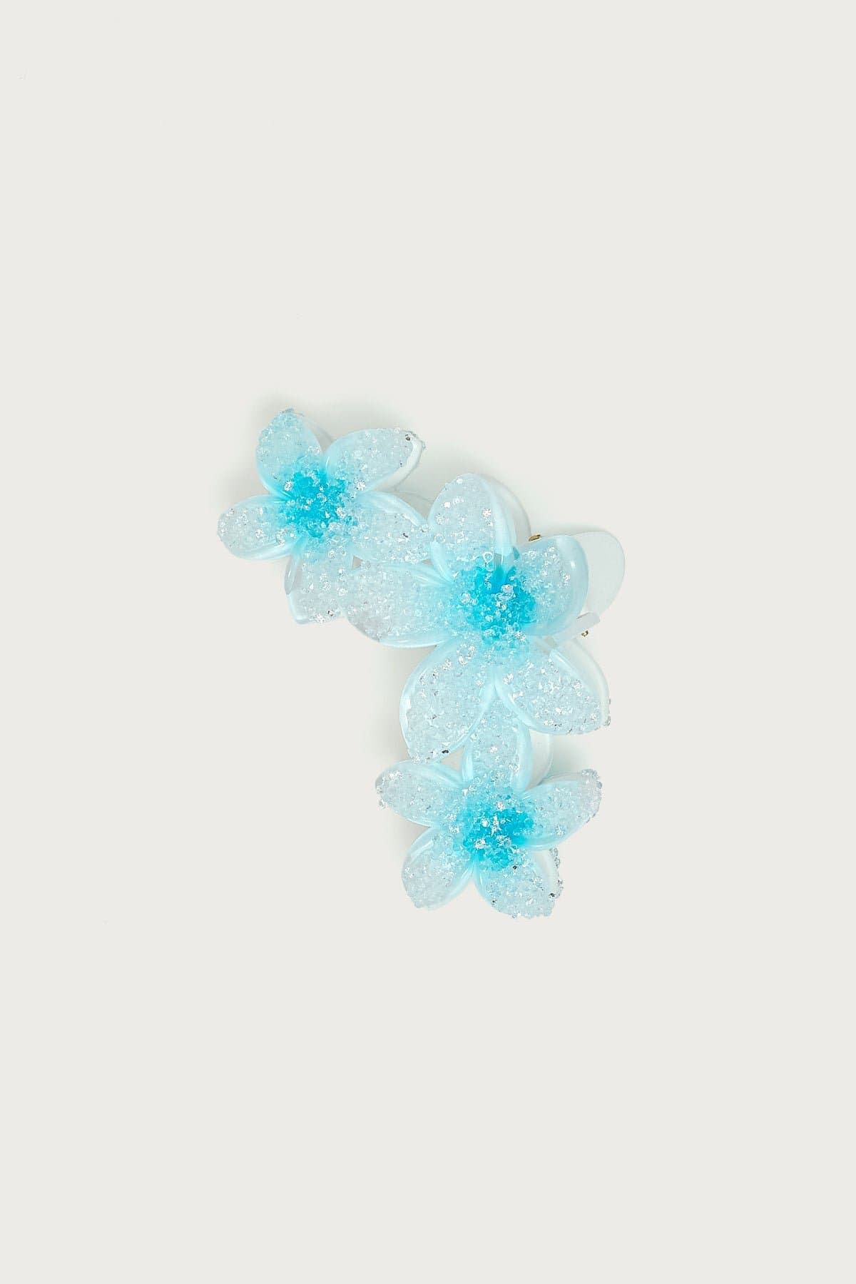 Faux Crystal Flower Hair Clip - 4.3 Inch Plastic Accessory