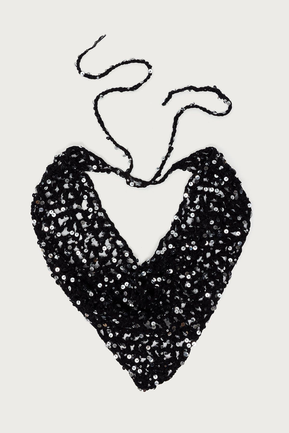 Sequin Crochet Waist Scarf - Cotton Acrylic 26.8" Length