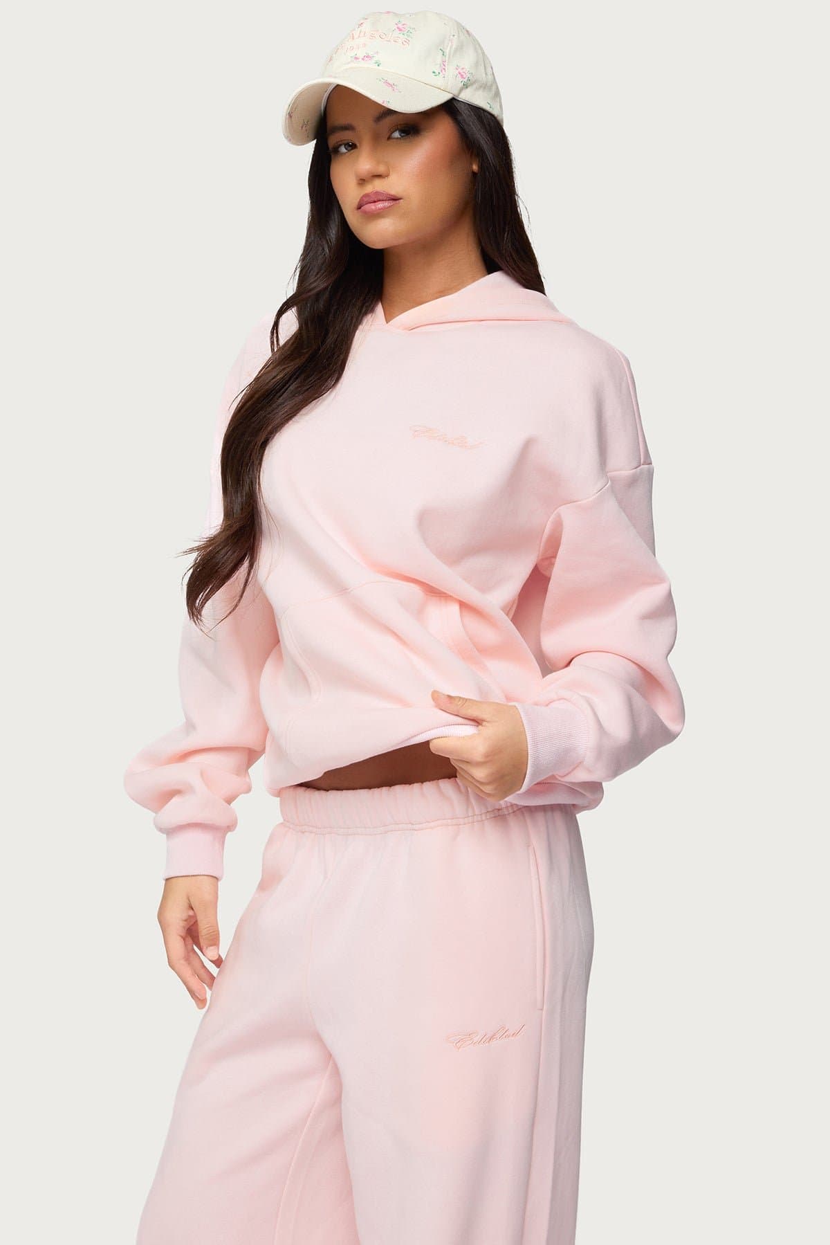 Basic Girl Oversized Edikted Hoodie - Polyester Cotton Embroidered Text