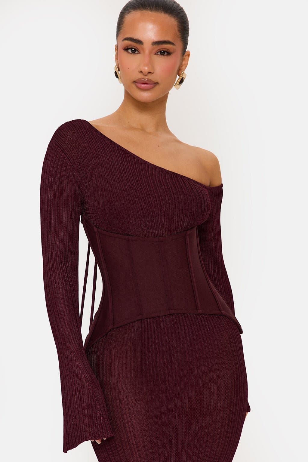 Darcy Premium Sheen Knit Maxi Dress with Removable Bandage Corset