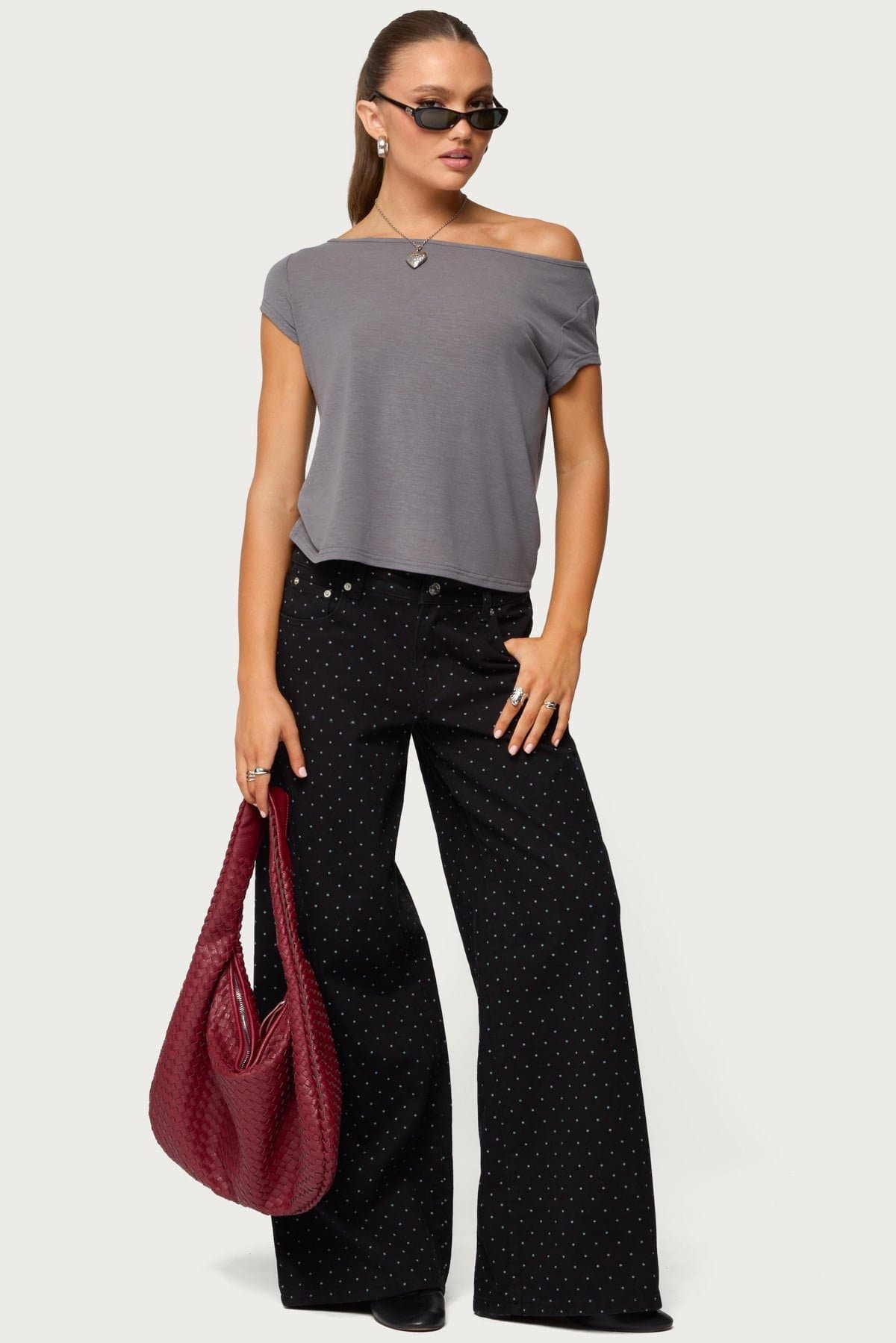 Anabella Off Shoulder Top - Cotton Polyester Spandex Women's Blouse Size S