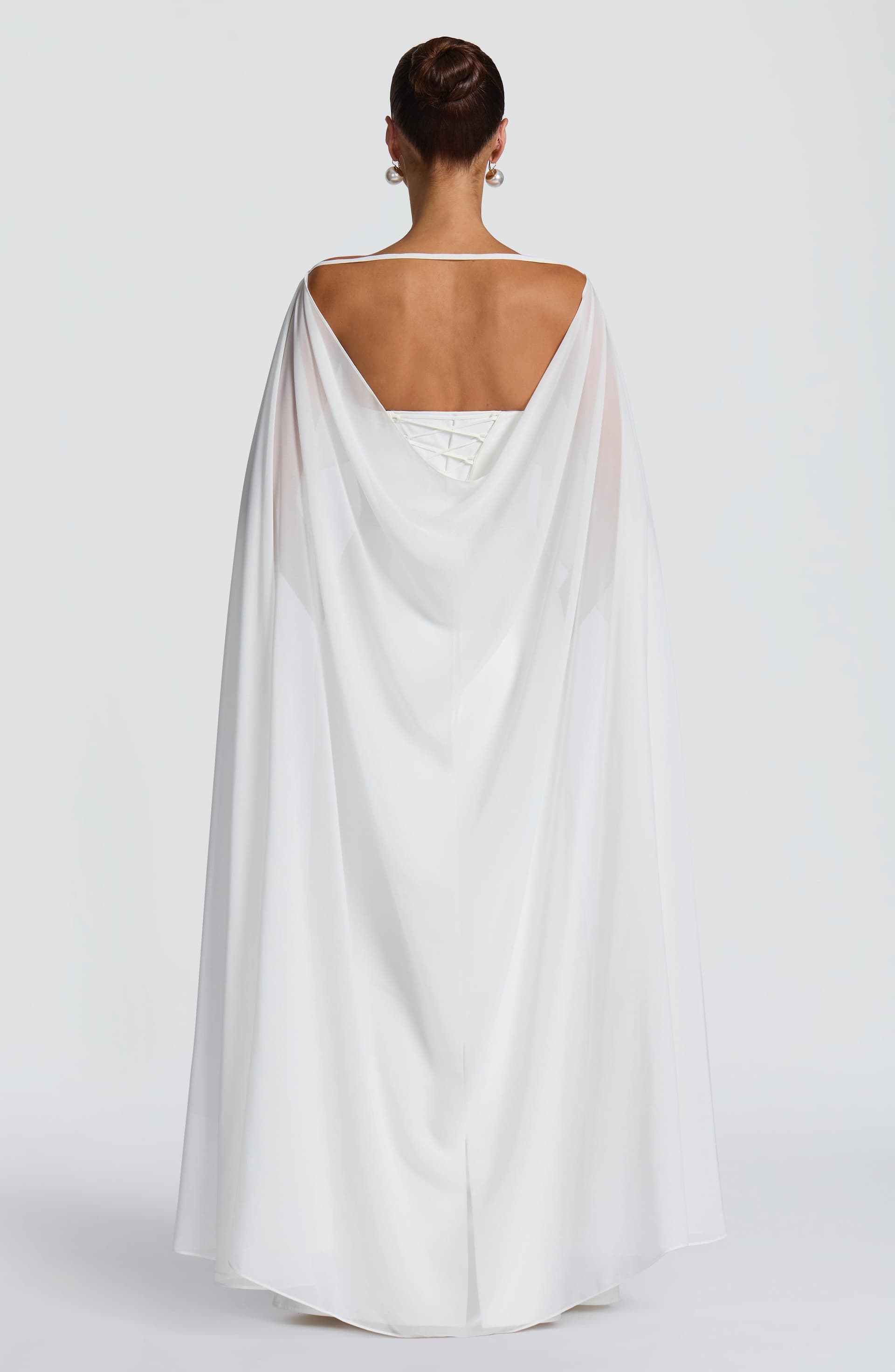 Romy Cape in Ivory Chiffon - Lightweight Bridal Shoulder Cover