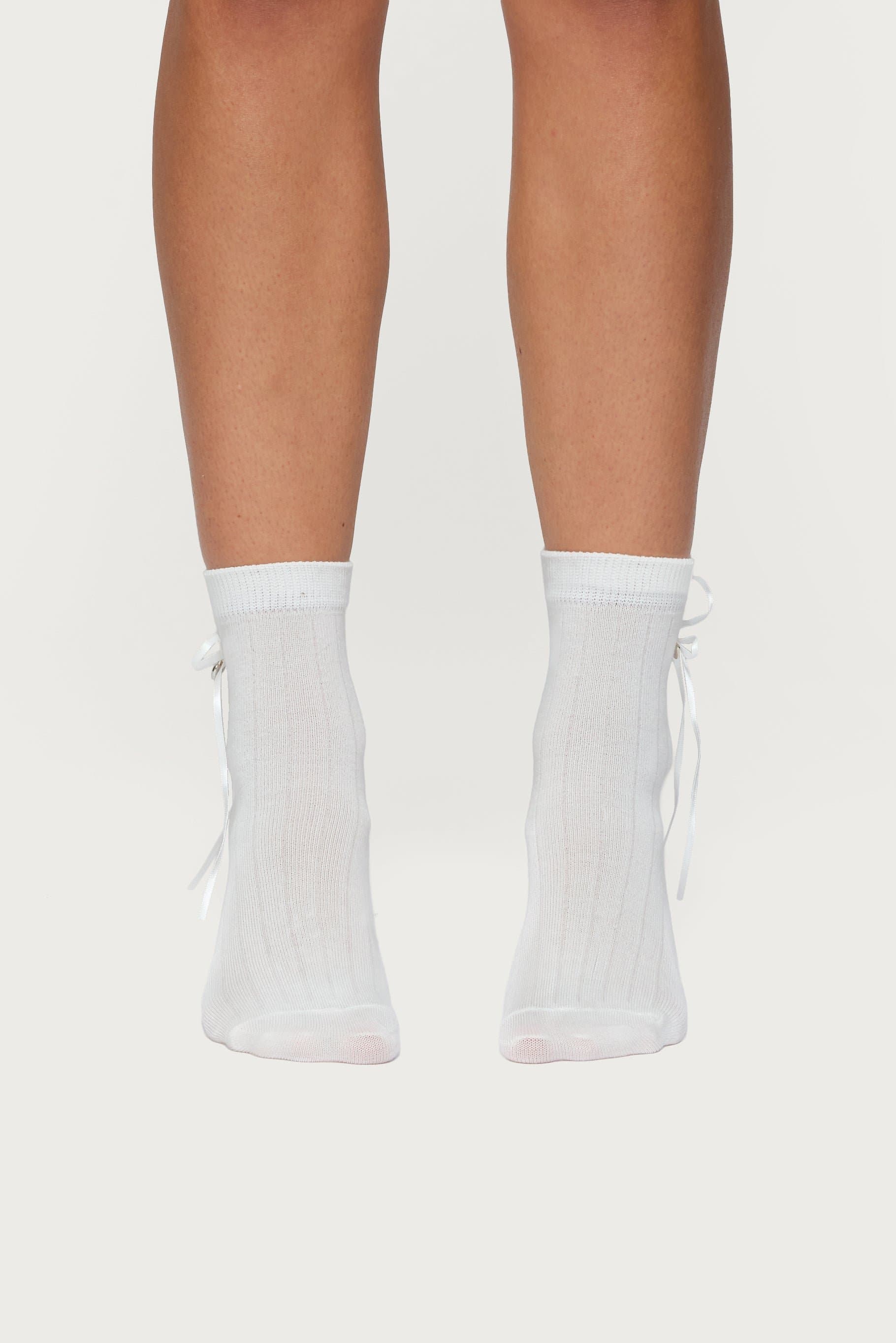 Bow & Heart Charm Socks - Polyester Spandex Blend, 10.6 Inch Length