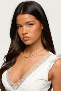 Oval Stone Pendant Cord Necklace - Gold Tone Metal, Plastic, Polyester, Glass 15.8in