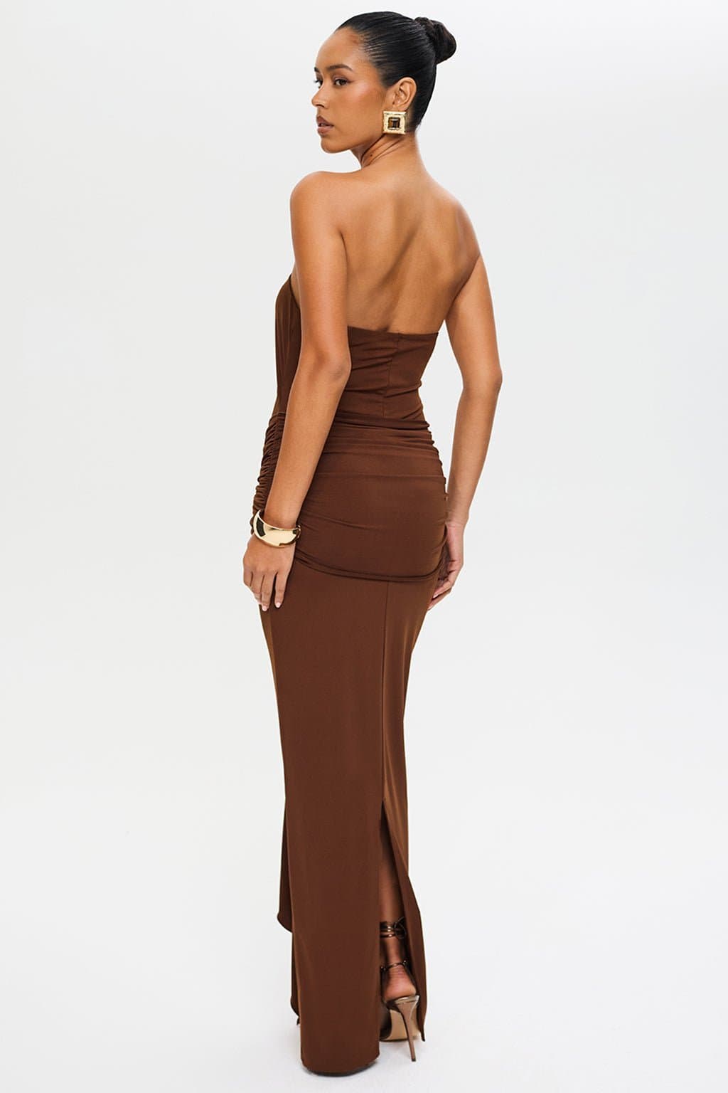 Gemini Maxi Dress - Bandeau Neckline Gold Cleo Hardware Cut-Out Bodice
