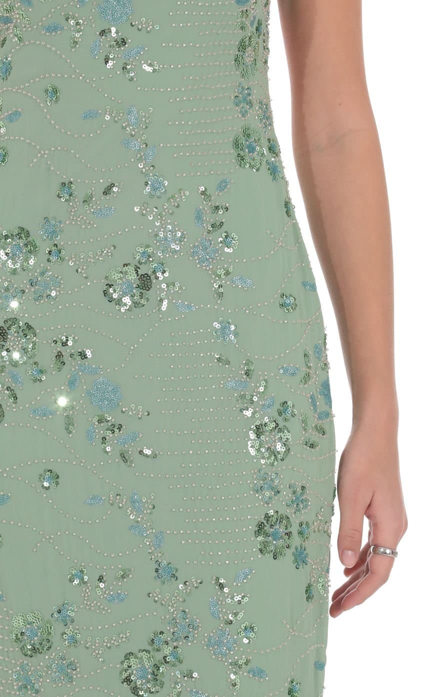 Lilia Embellished Maxi Dress in Green