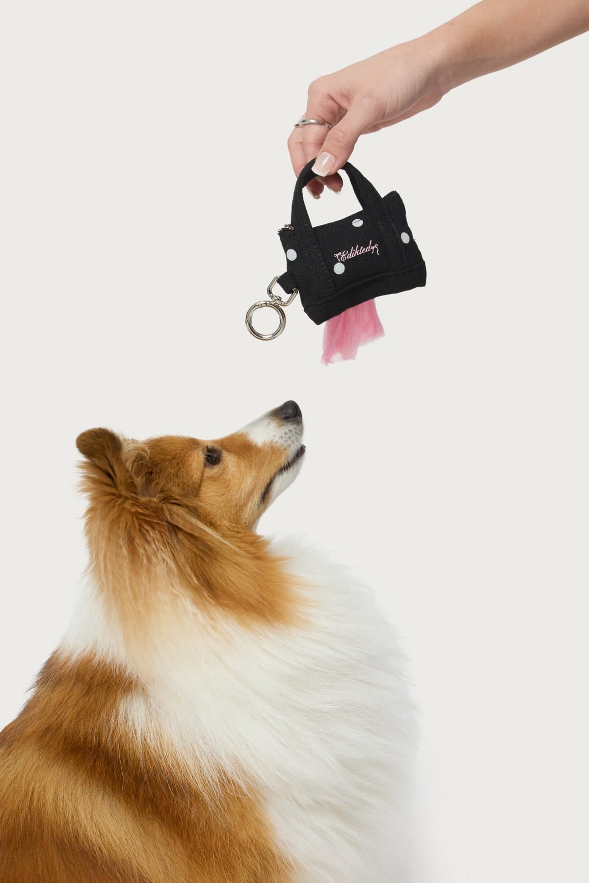 Tidy Tote Poop Bag Holder - Micro Purse Design with Polka Dot Cotton Plastic Metal