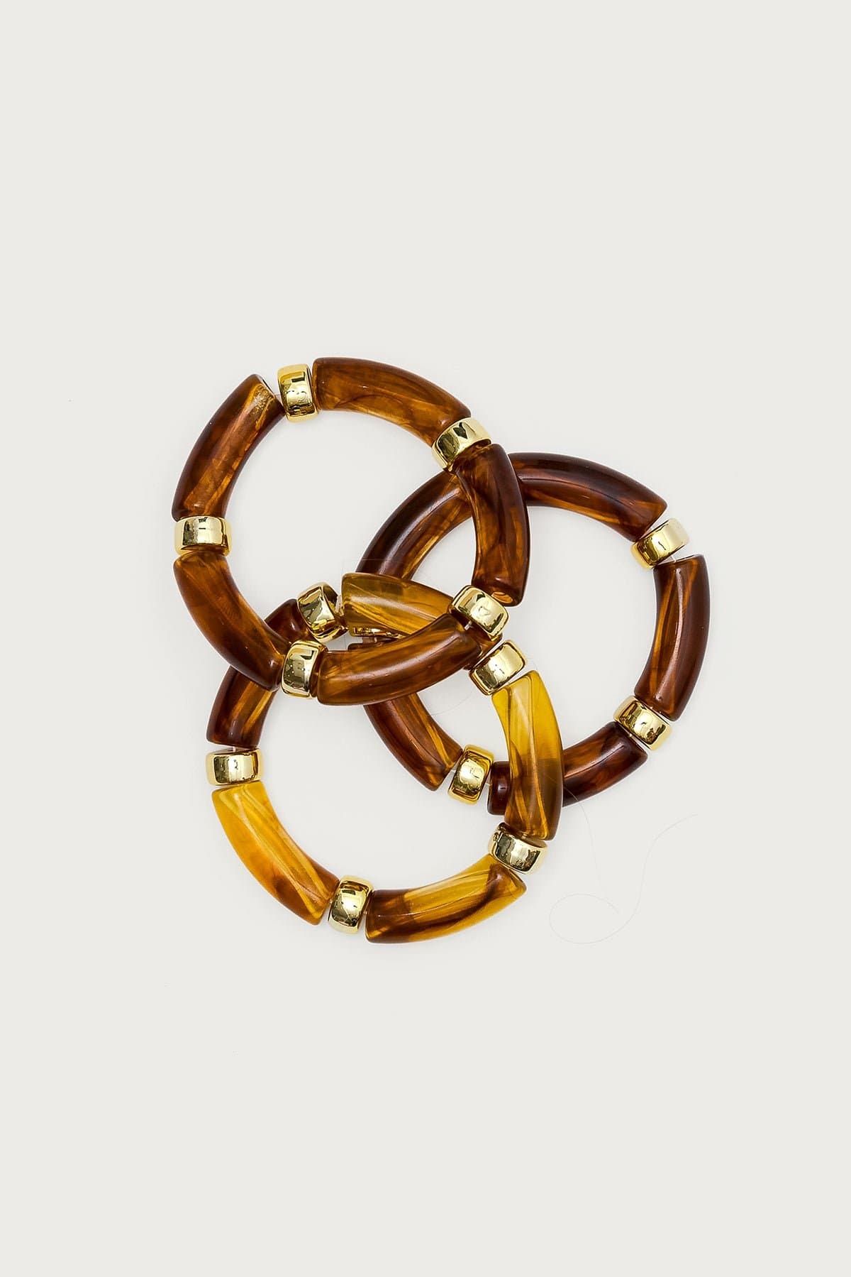 Tortoise Bracelet Pack Set with Gold Tone Detailing, Plastic, 3 Inch Length