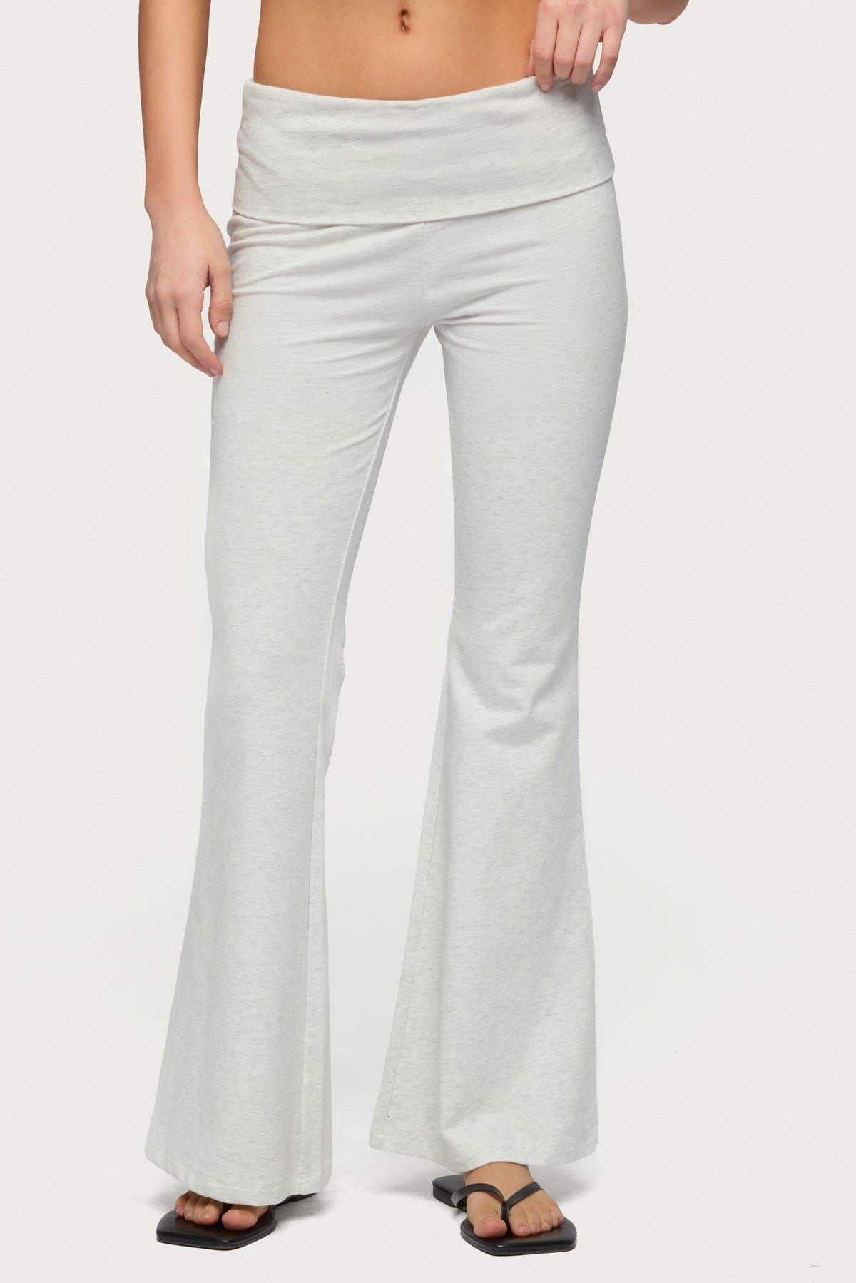 Petite Naomi Foldover Flared Leggings - Cotton Spandex Loungewear Size S Inseam 29.5"