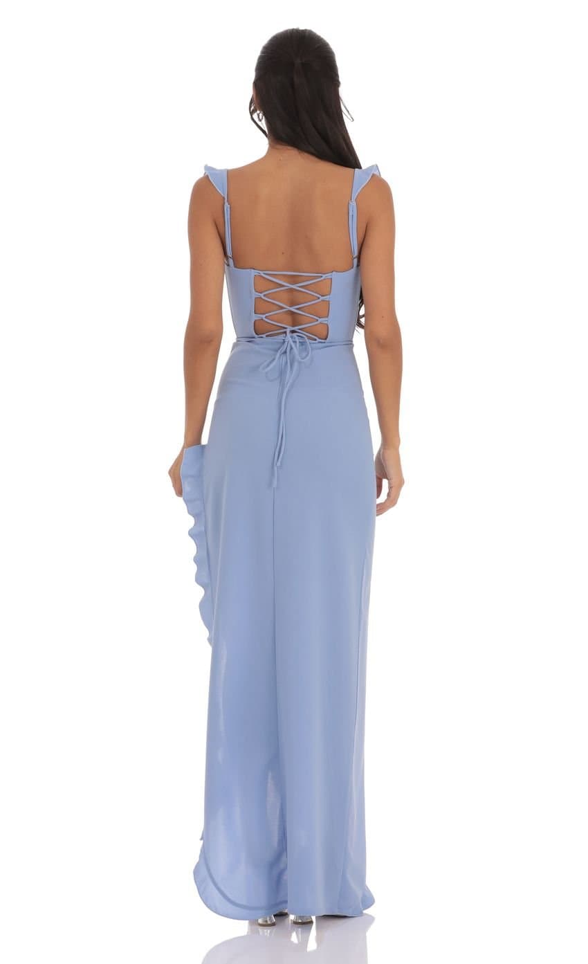 Ruffle Maxi Dress in Powder Blue