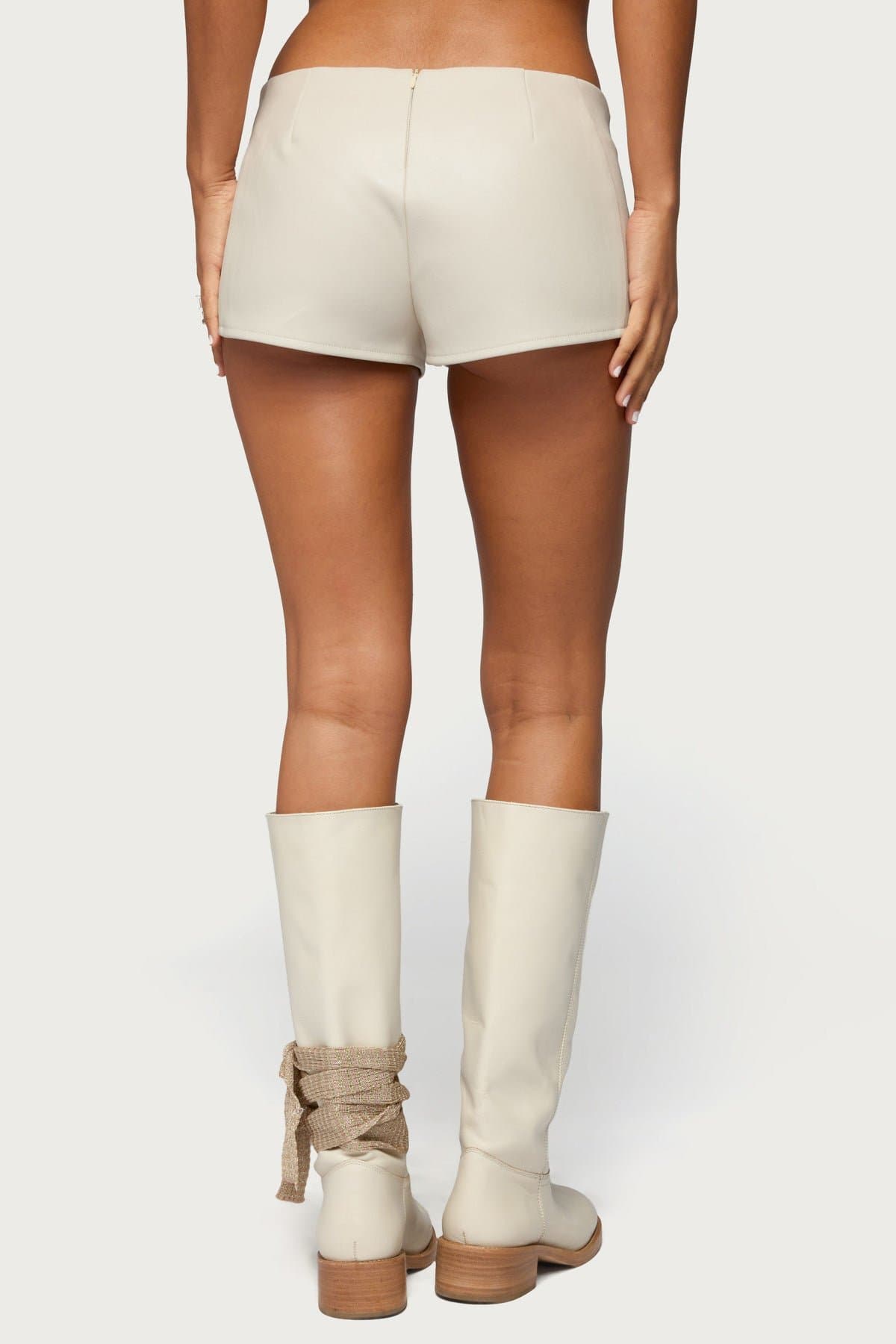 Wilde Lace Up Faux Leather Shorts - Polyurethane Rayon Matching Set