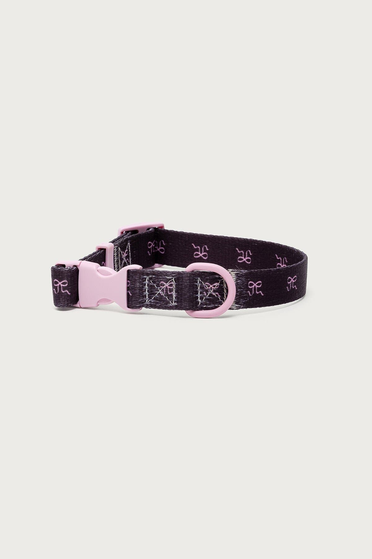 Bonney Bow Adjustable Pet Collar - Small Size, Polyester with Graphic Bow & Contrast Buckle