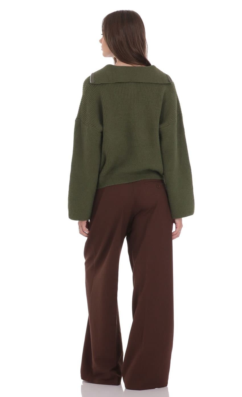 Knit Quarter-Zip Jumper in Green