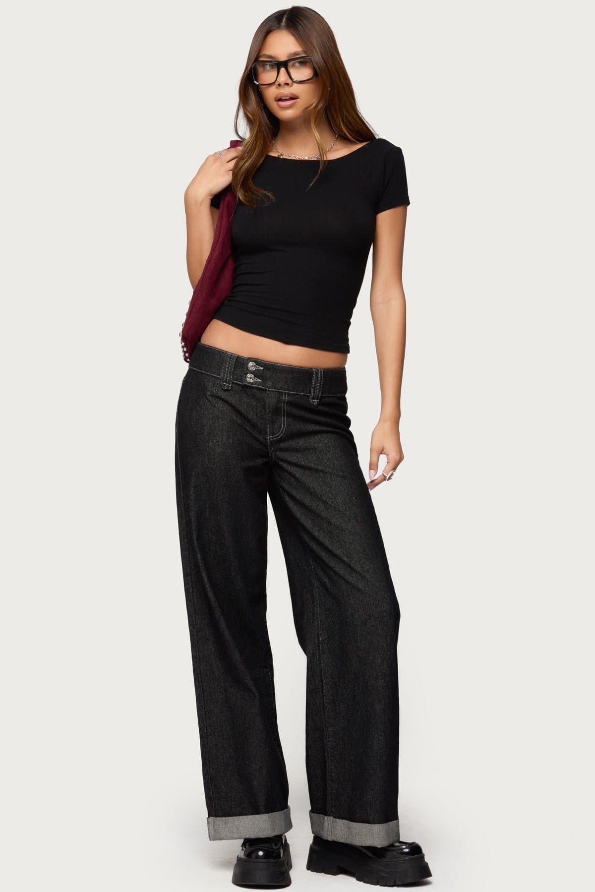 Becca Boat Neck Raglan Top - Baby Ribbed Polyester Rayon Spandex