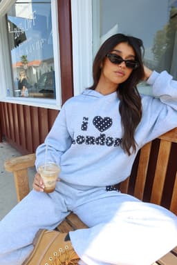 I Heart London Oversized Hoodie - Polyester Cotton Graphic Print