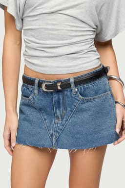 Downtown Faux Leather Belt with Silver Tone Buckle 44 Inch Length