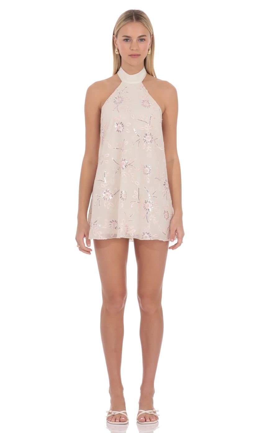 Auralisse Embellished Halter Mini Dress