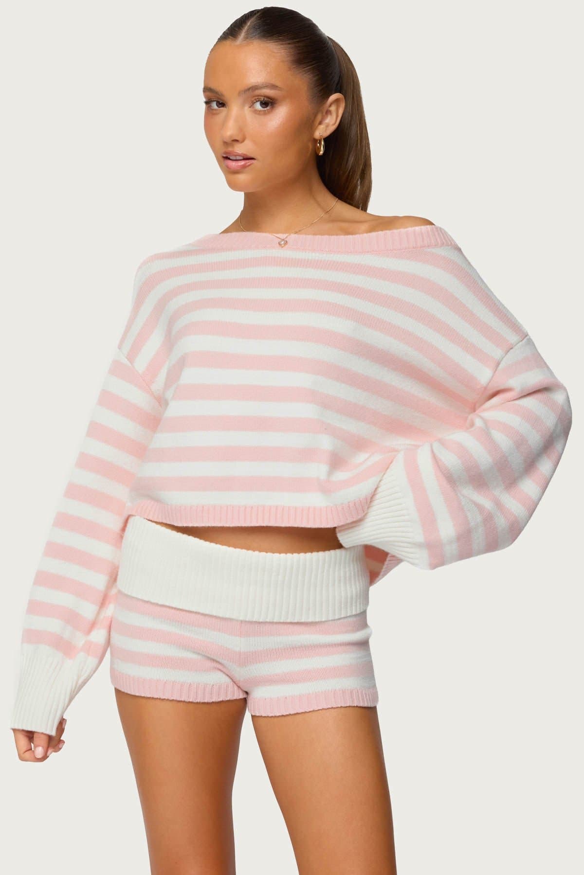 Saphi Striped Oversized Knit Sweater with Contrast Cuffs