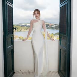 Satin One Shoulder Draped Maxi Dress – Asymmetric Cape Sleeve Evening Gown S-XL