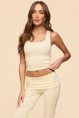 Linda Ribbed Scoop Neck Tank Top - Cotton Spandex Women's Basic Top